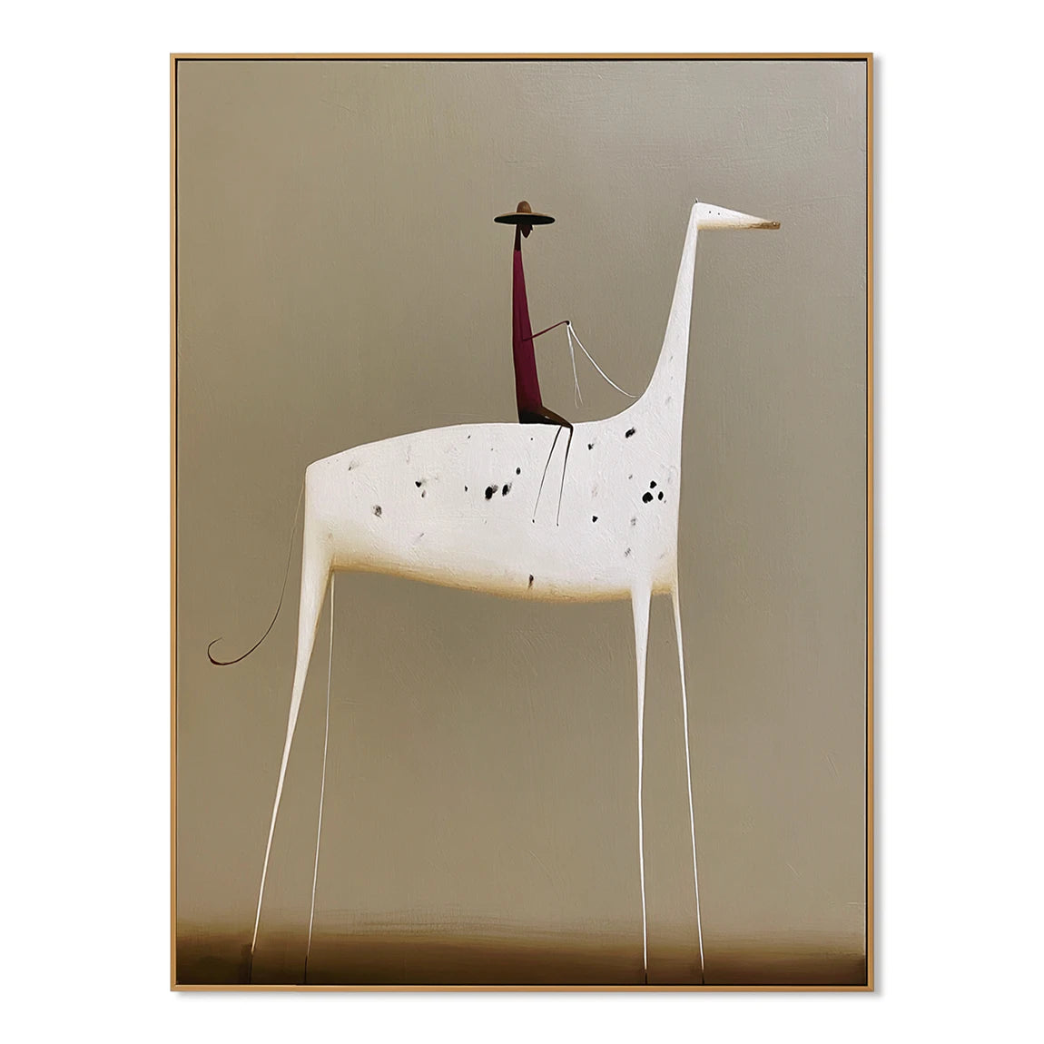 Abstract Horse Rider Painting, Minimalist Neutral Wall Art #AB154