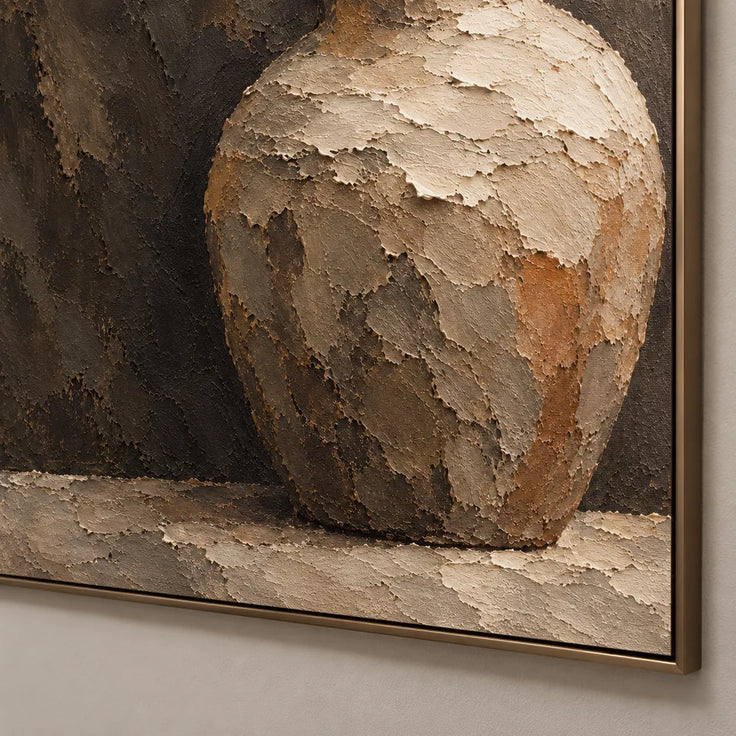 Brown Hand-Painted Vase Painting, Pale Vessel on a Dark Ground #WAN3UVM8