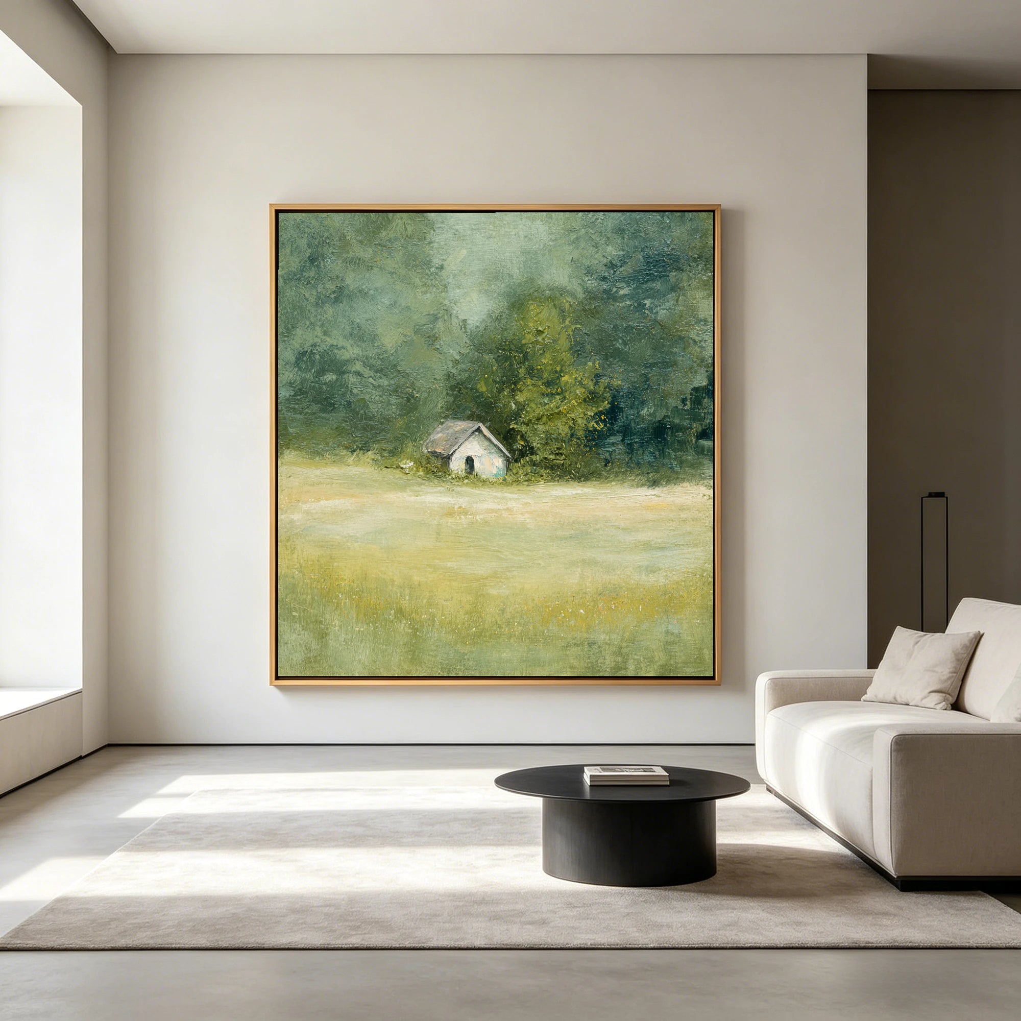 Rustic Cottage Landscape, Green Wall Art #FT521