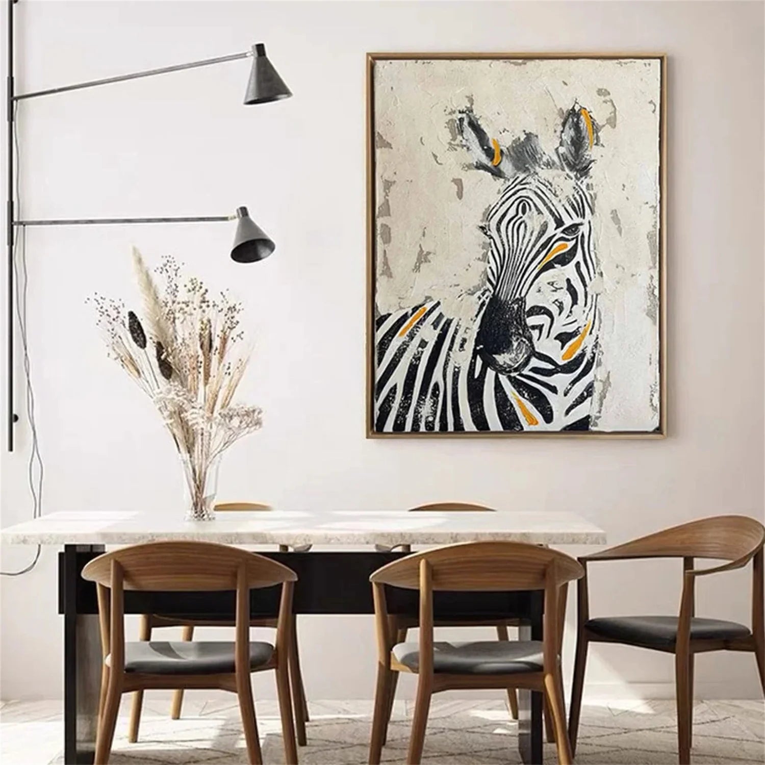 Black and White Horse Abstract Animal Wall Art #AM071