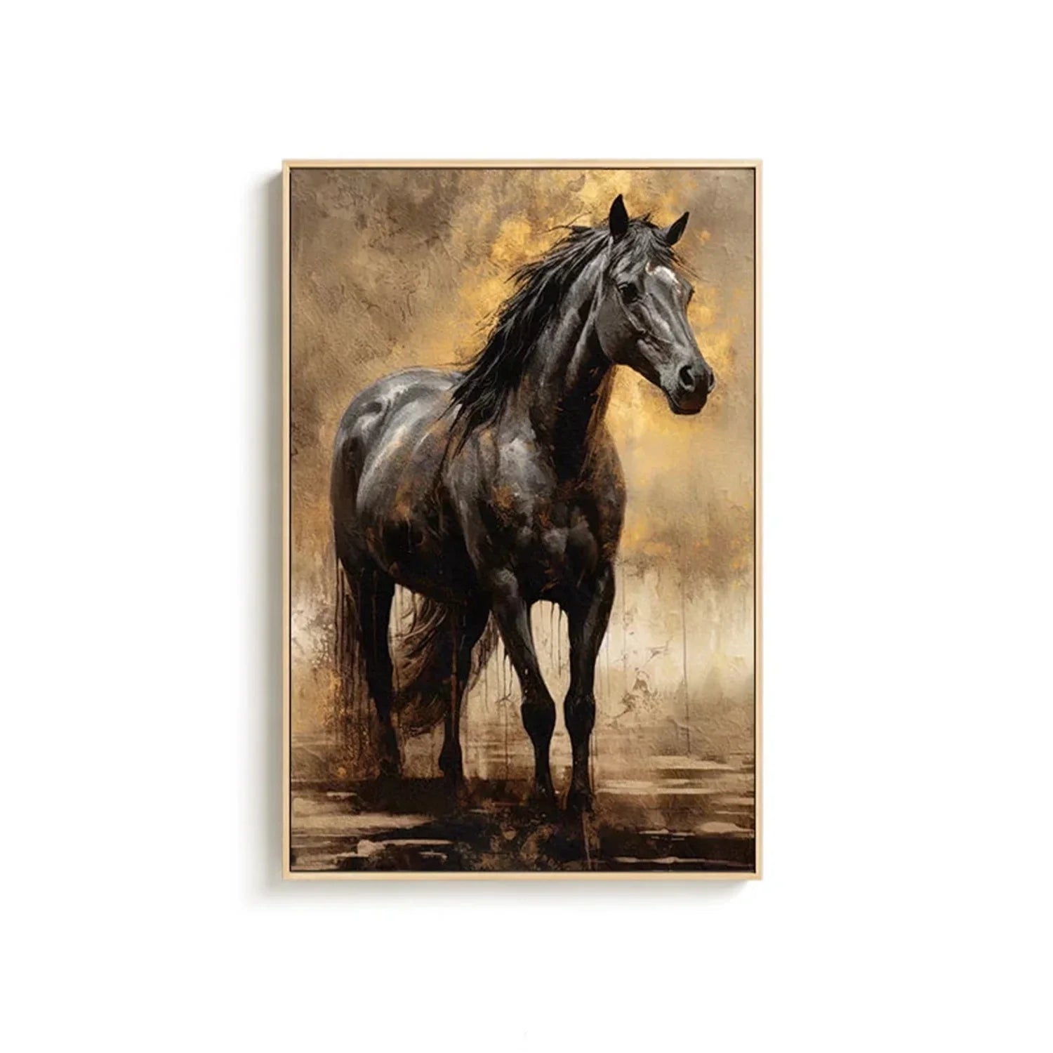 Beige and Brown House Abstract Animal Wall Art #AM056