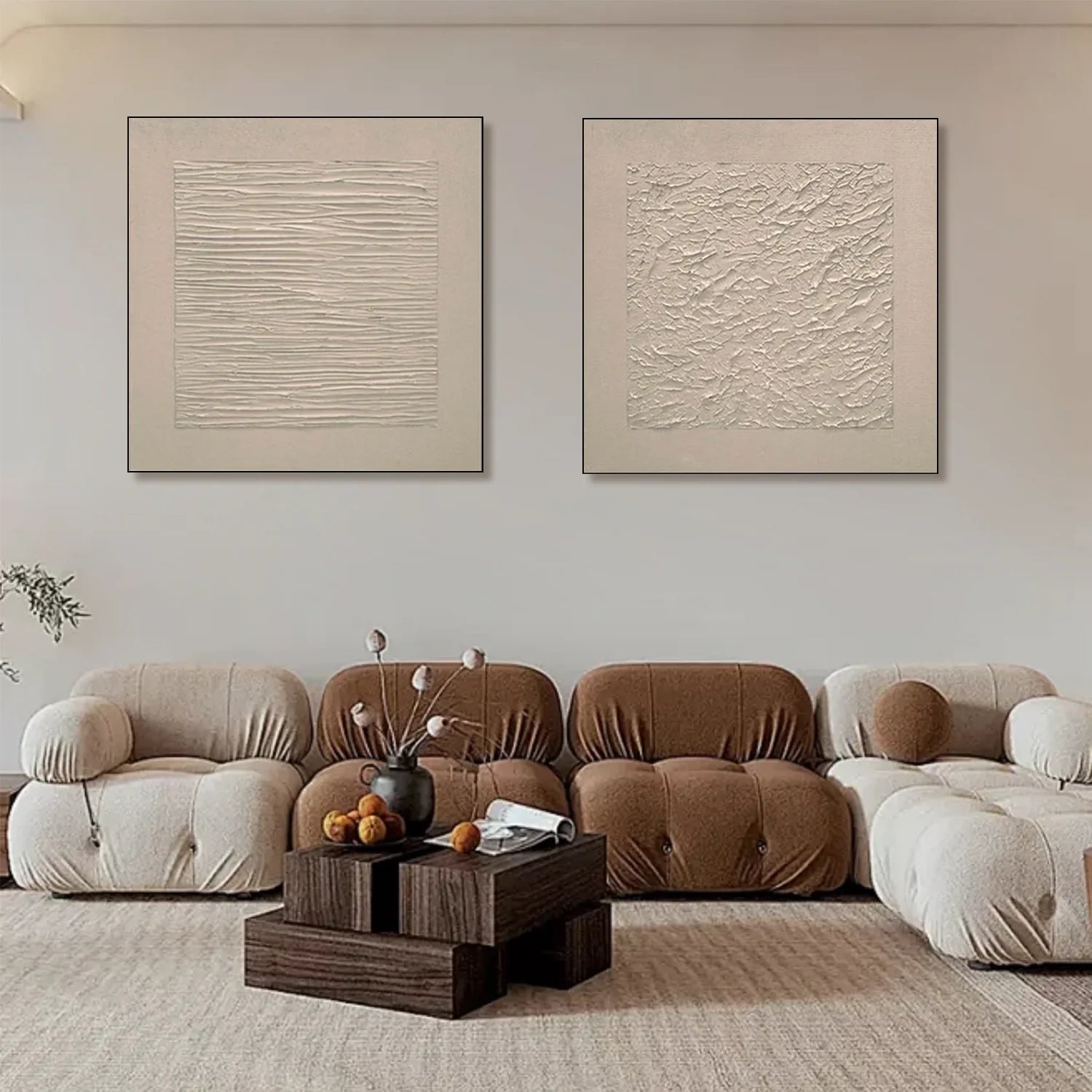 Beige Minimalist_Textured Canvas Art Set of 2 #MZ105