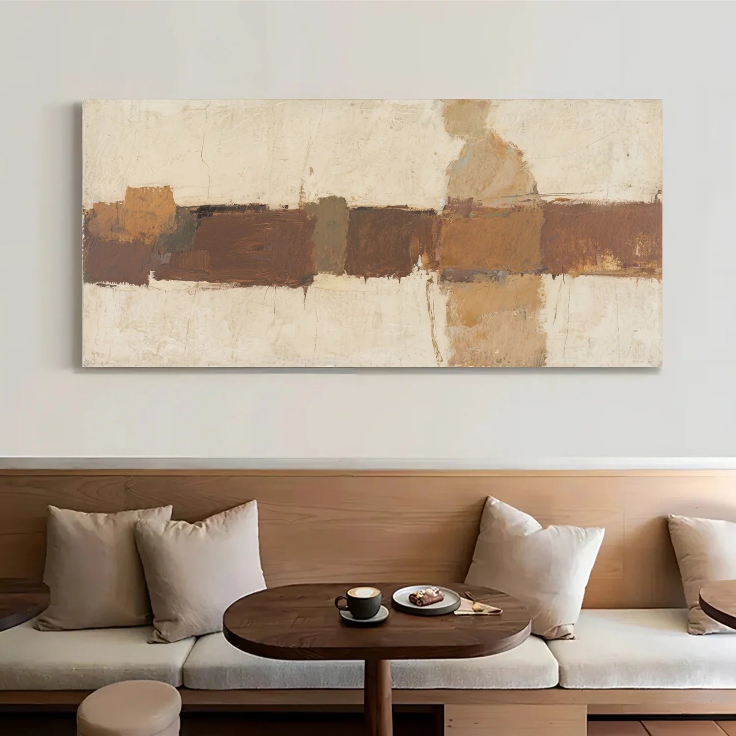 Beige and Brown Abstract_Canvas Art #WA759