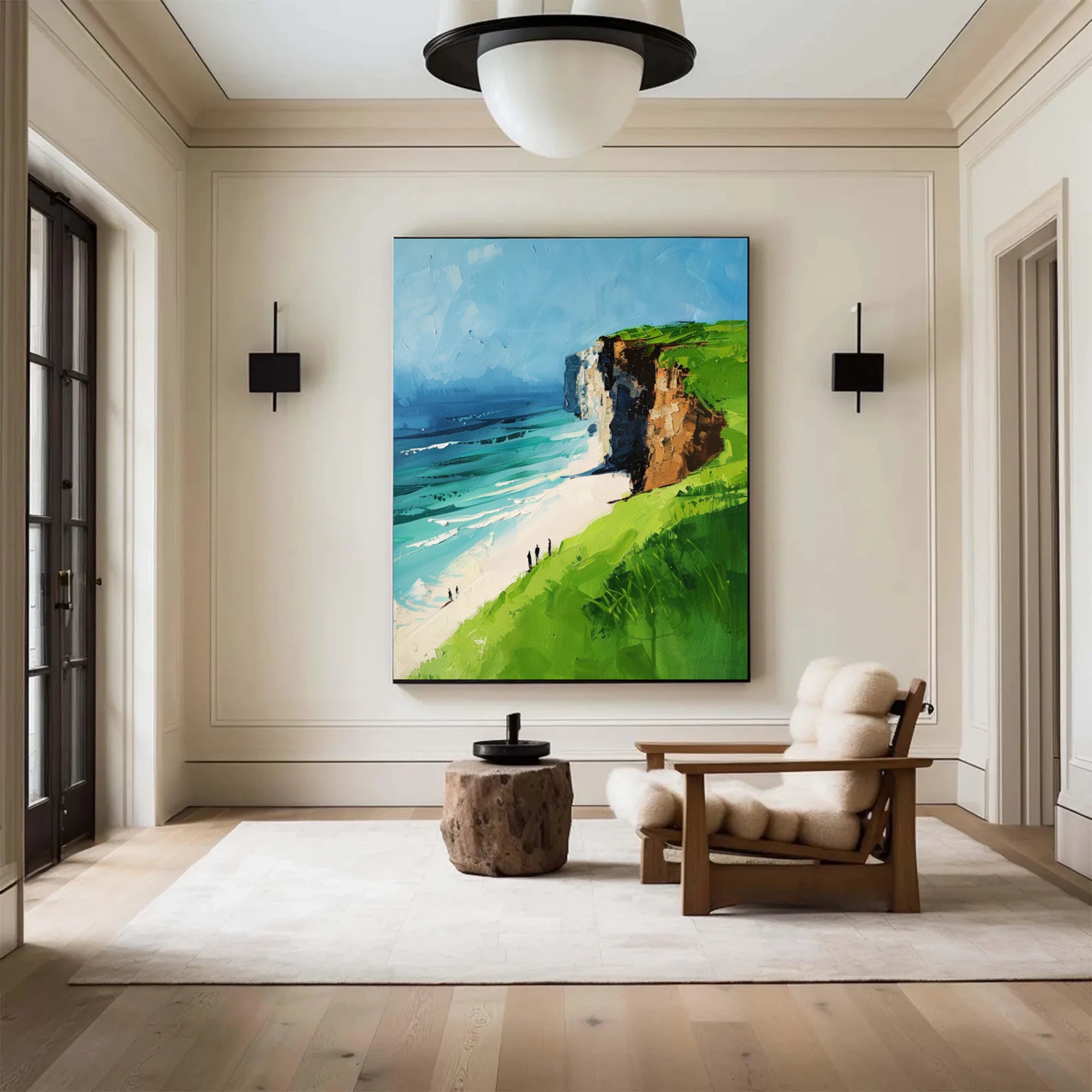 Cliffside Beach Abstract Oil Painting #SK616