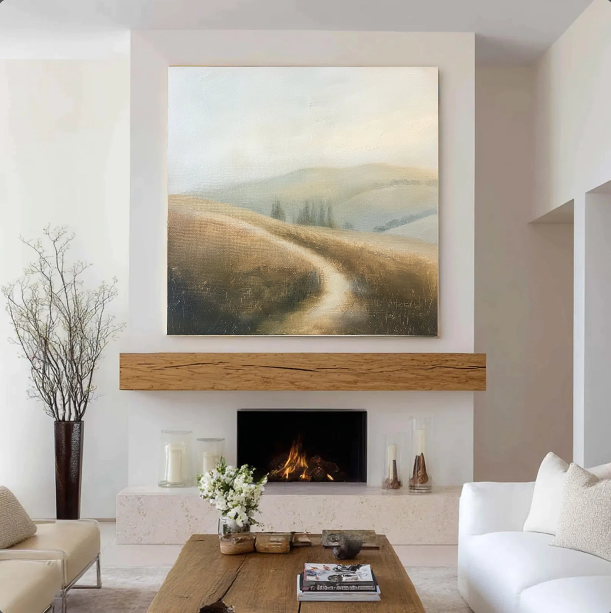 Hand-painted Neutral Landscape Wall Art #FT526