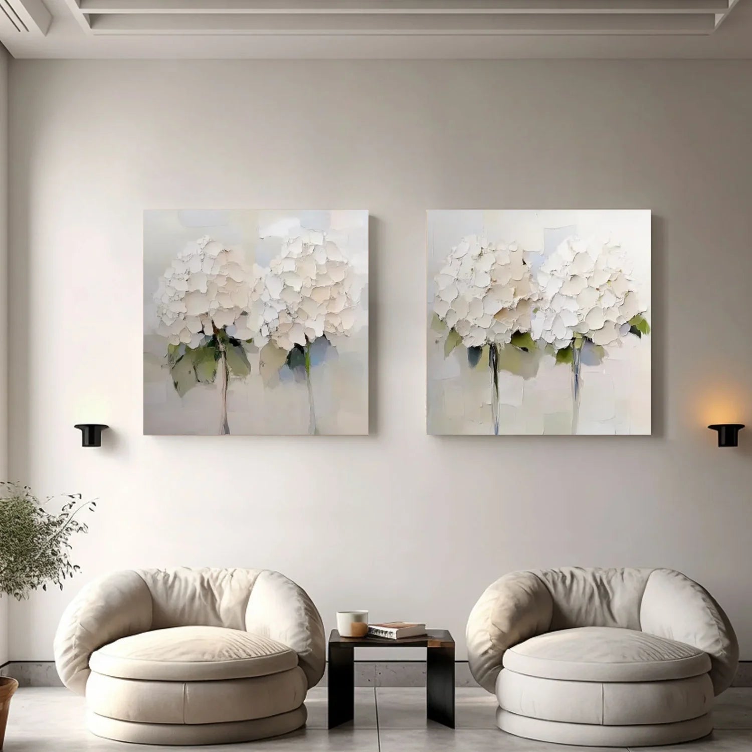 Flower & Tree Abstract_Textured Wall Art Set of 2 #FT146