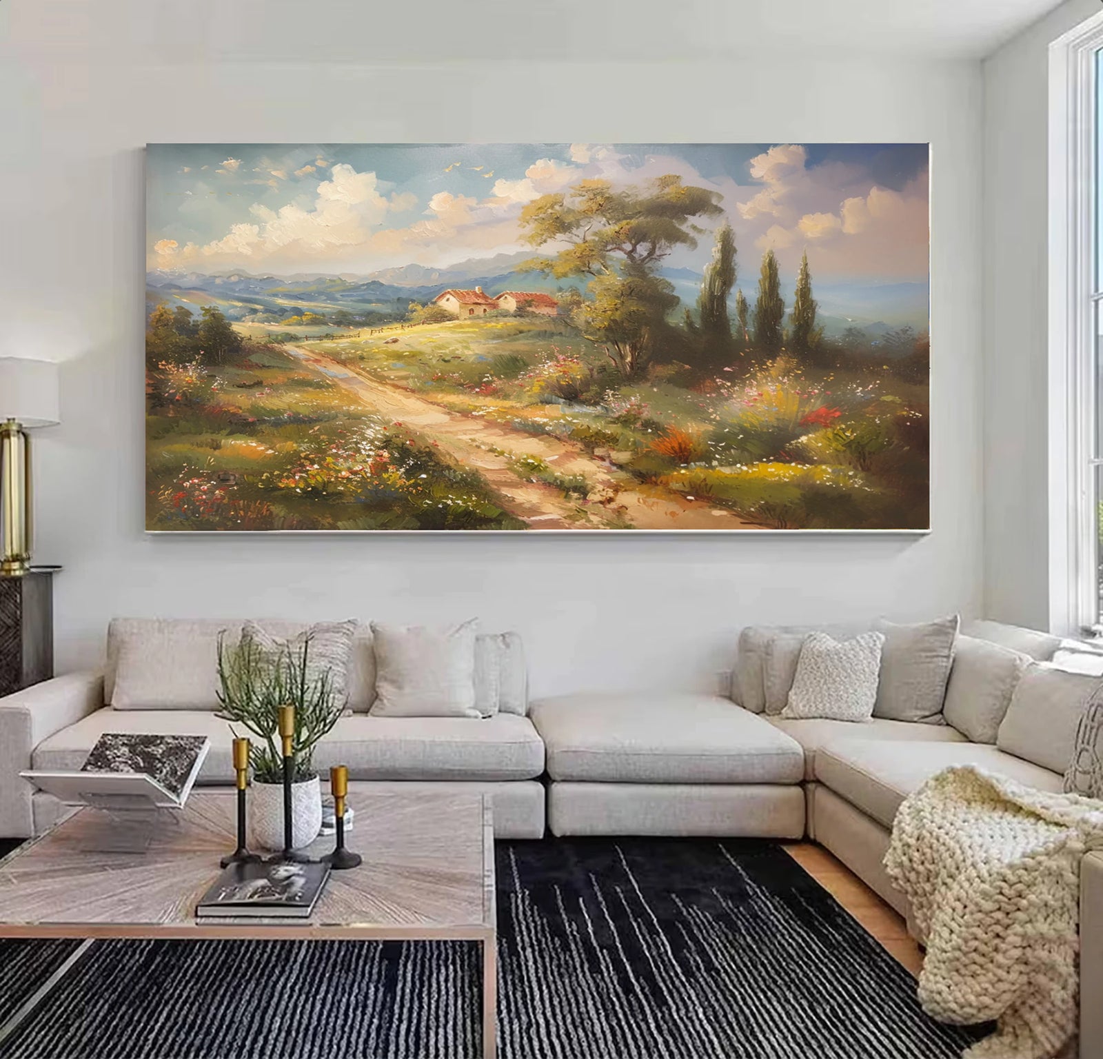 Tuscan Countryside Landscape Oil Painting #FT594