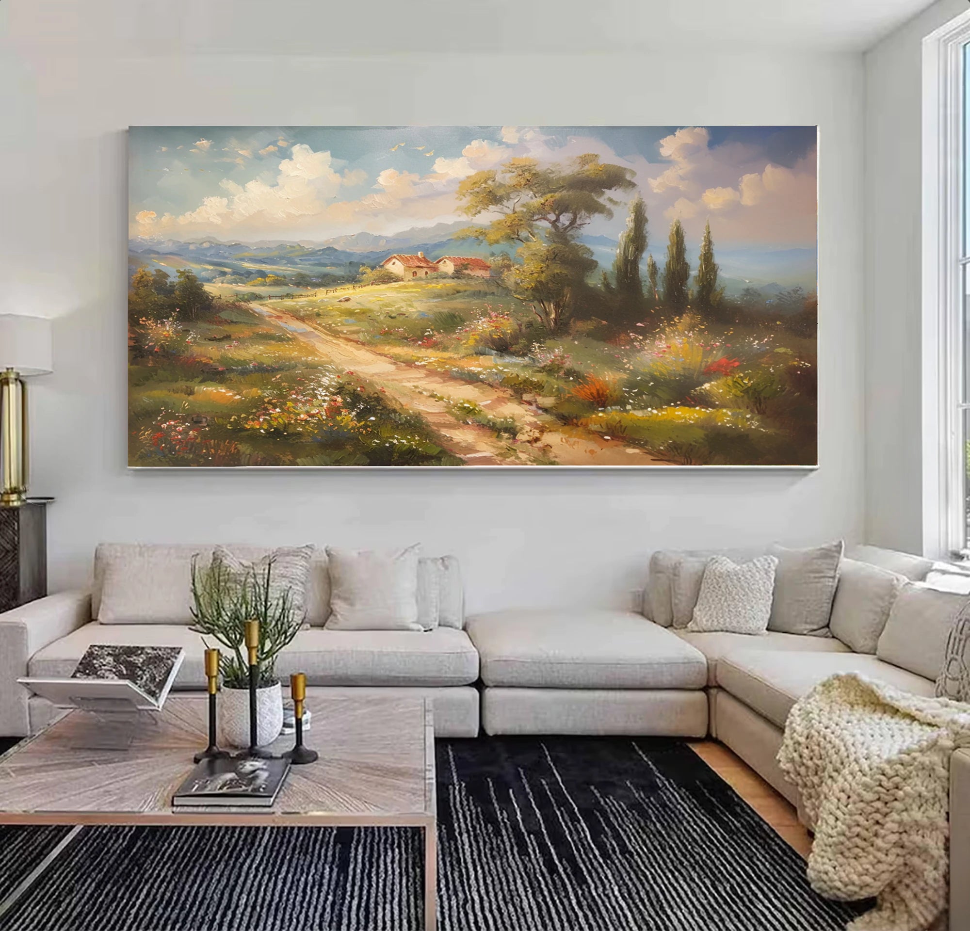 Tuscan Countryside Landscape Oil Painting #FT594