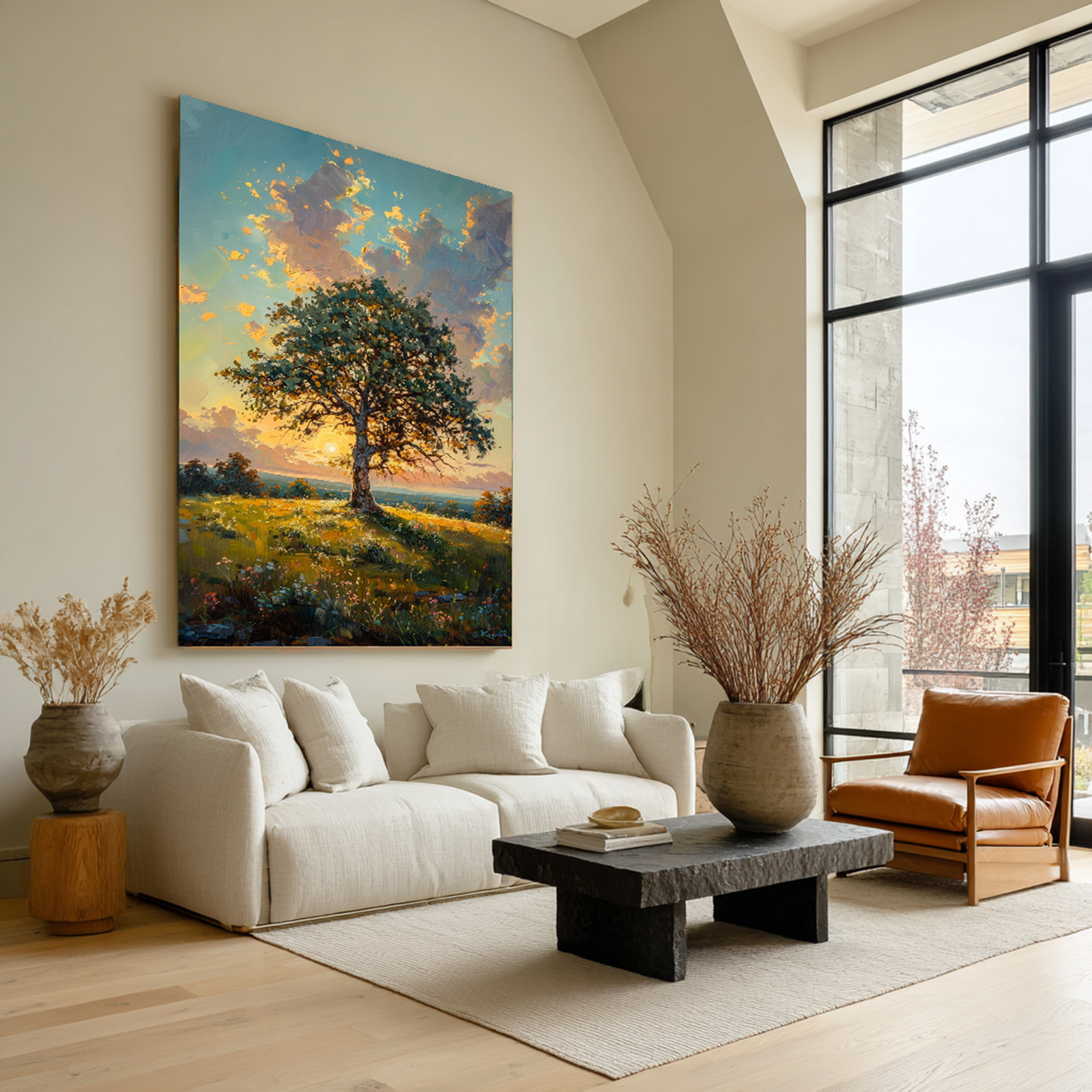 Sunset Tree Impasto Oil Painting #FT210
