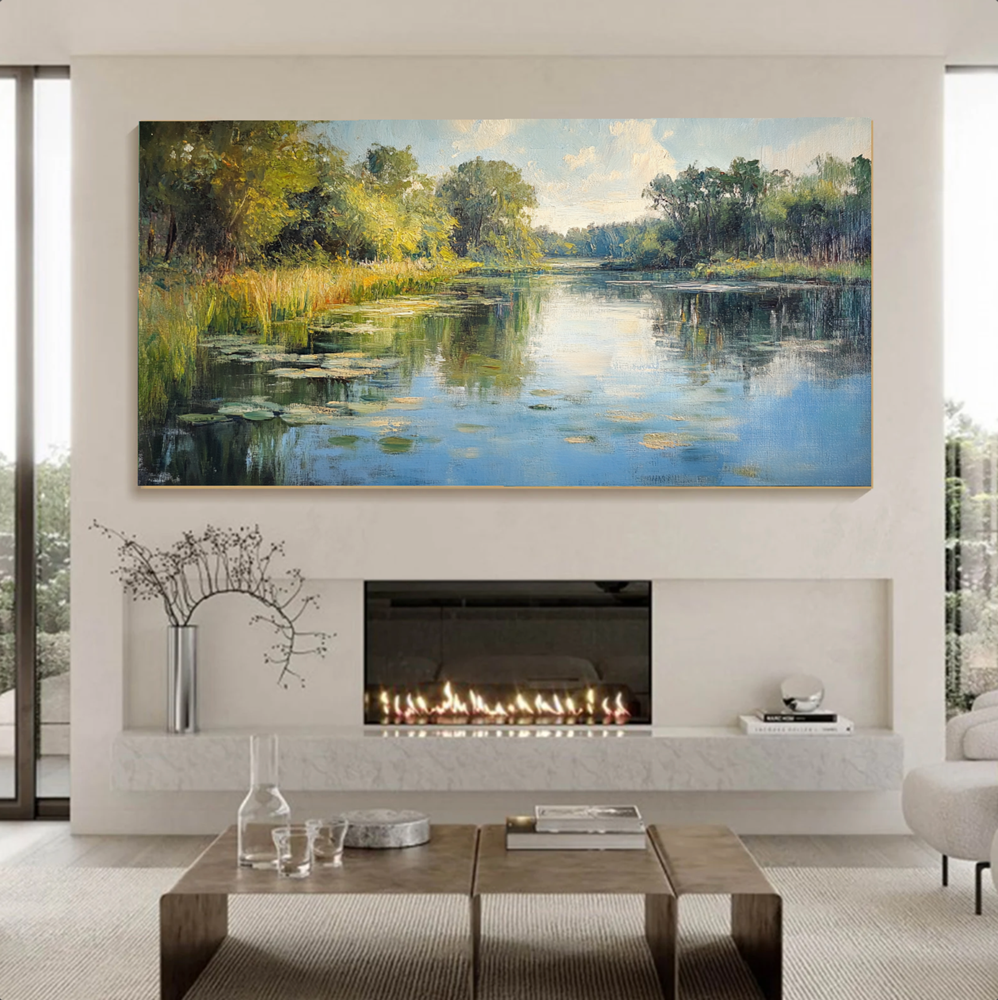 Tranquil Lake Landscape Oil Painting #FT603