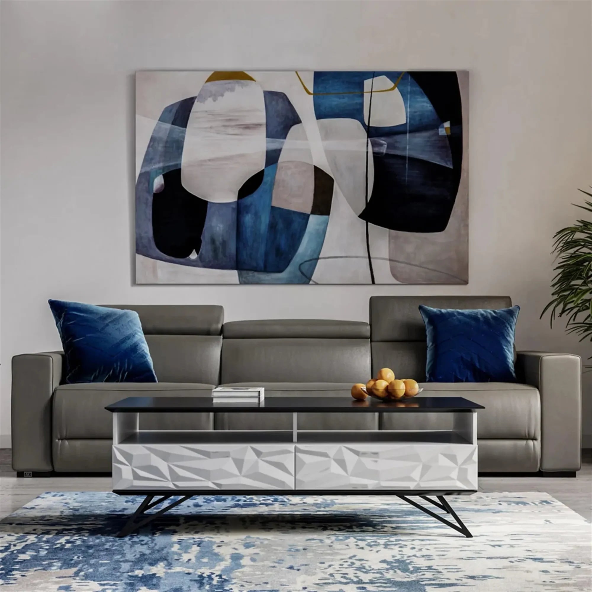 Neutral Style Soft Geometric Abstract Oil Painting #WA107