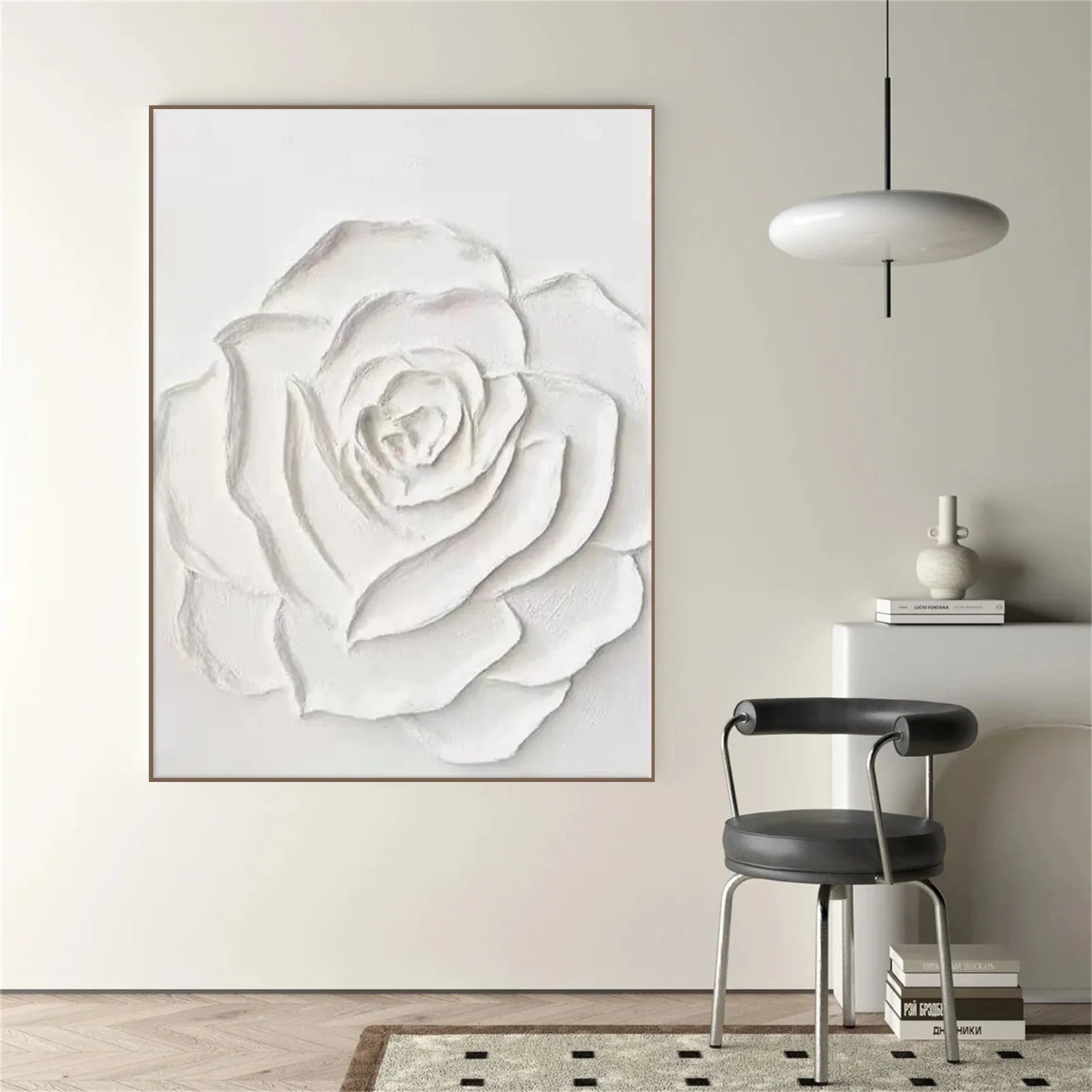 White Flower & Tree Abstract_Textured Wall Art #FT130