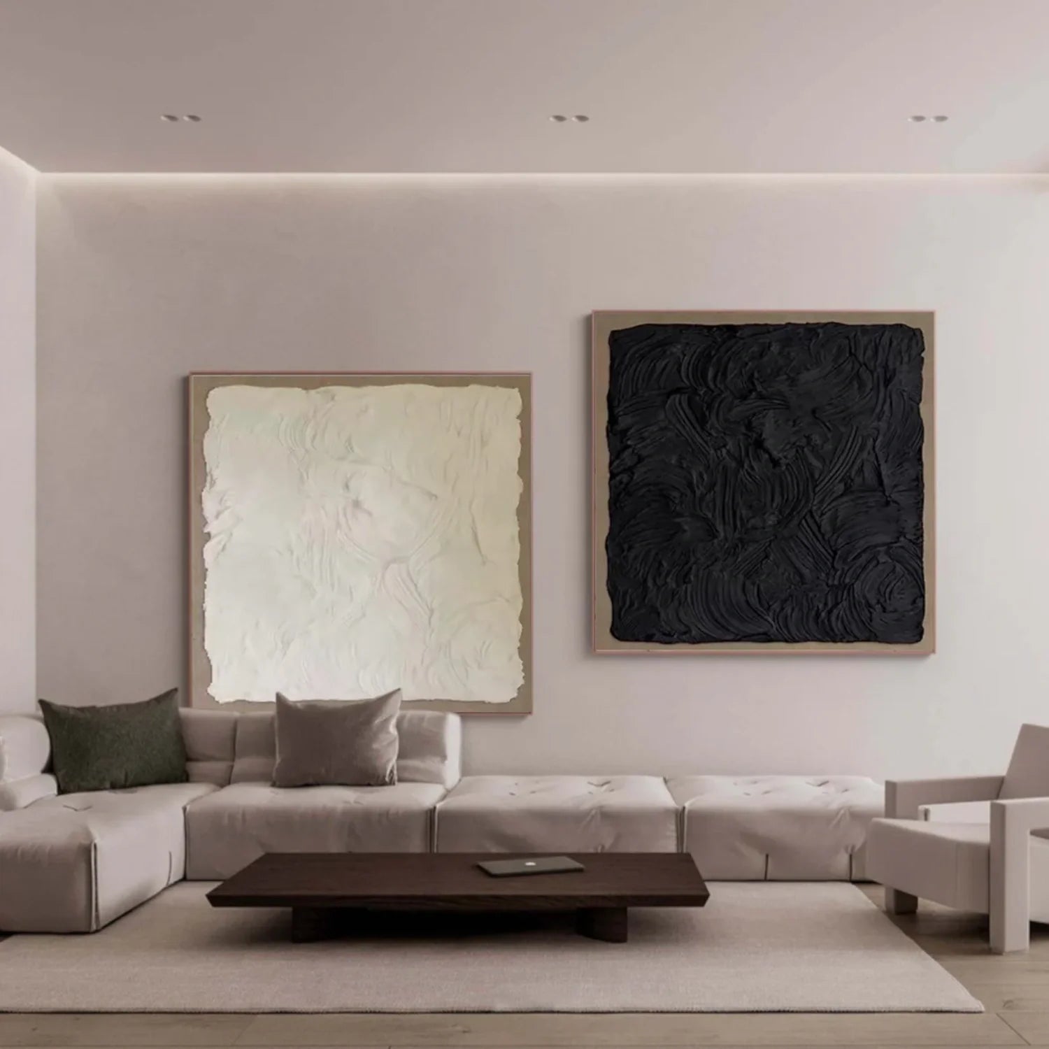 Black and White Minimalist Textured_Canvas Art Set of 2 #MD264