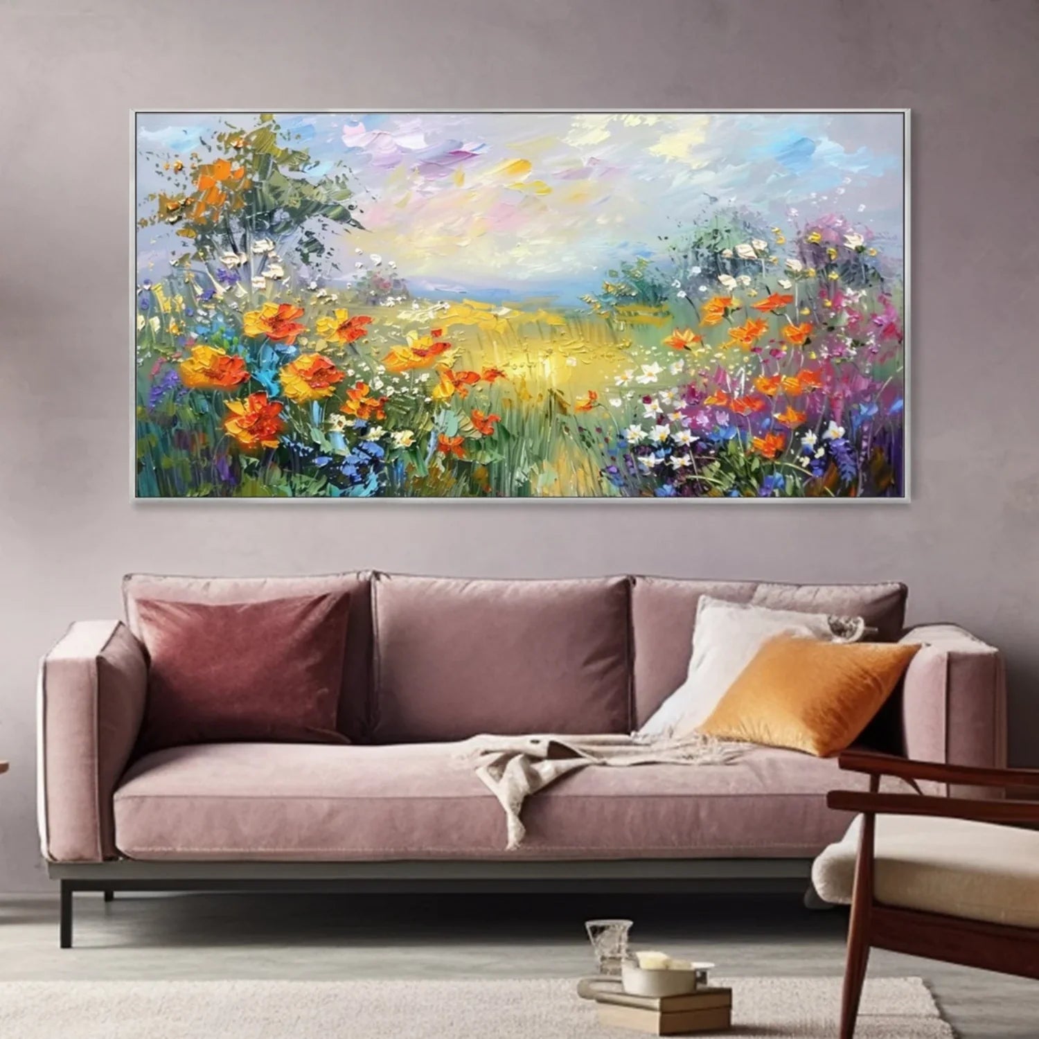 Colorful Flower & Tree Abstract Textured Wall Art #FT066