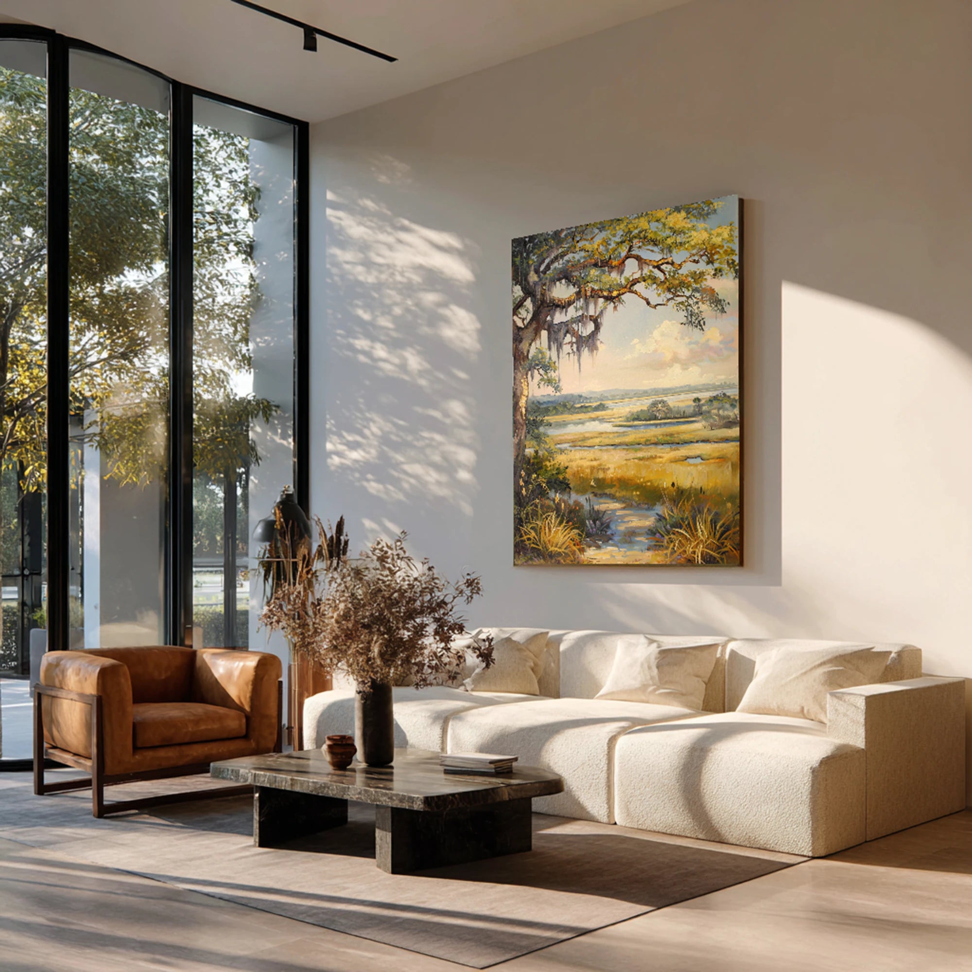 Original Hand-Painted Southern Oak Landscape Oil Painting #FJ636