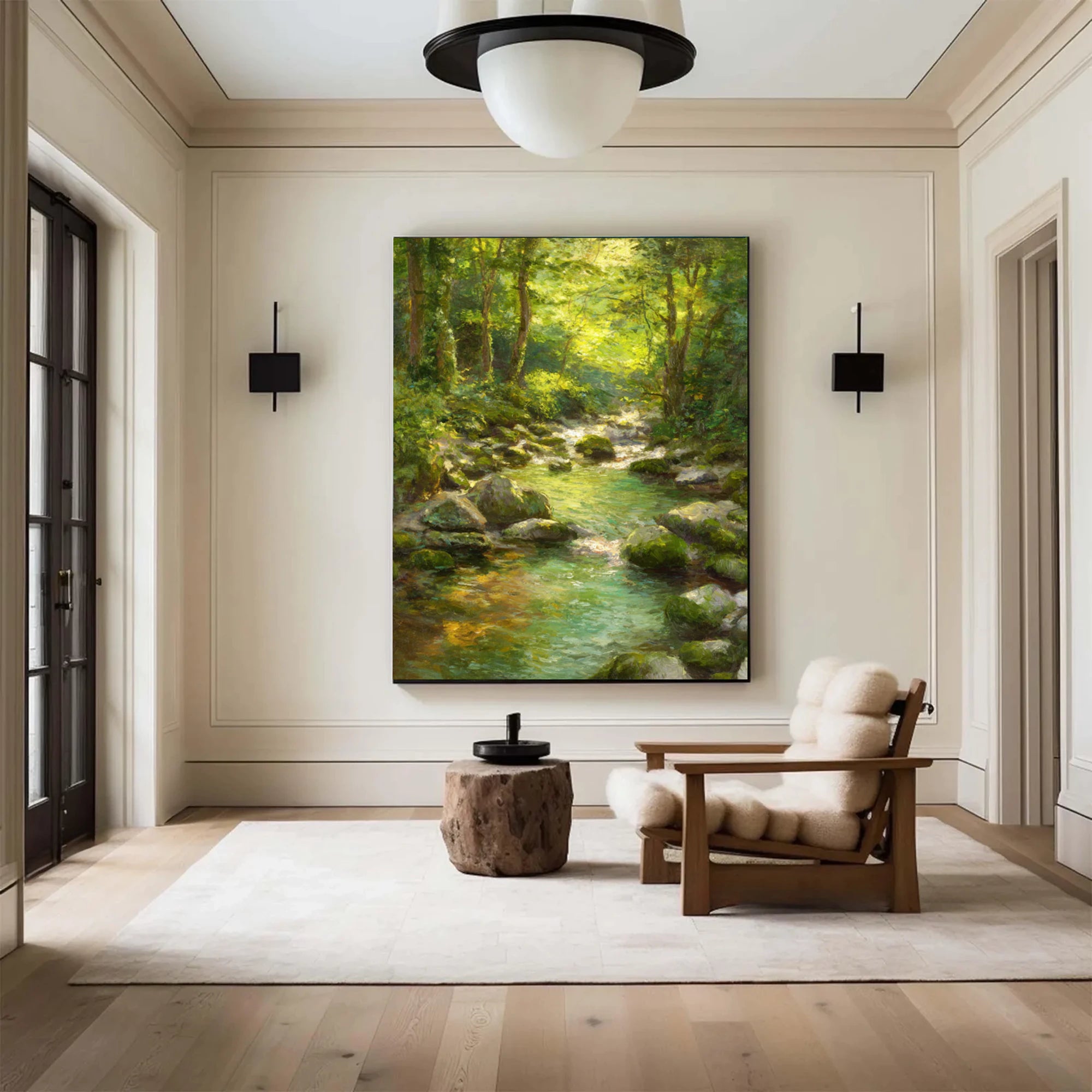 Forest Stream Hand-Painted Oil Painting #FJ598