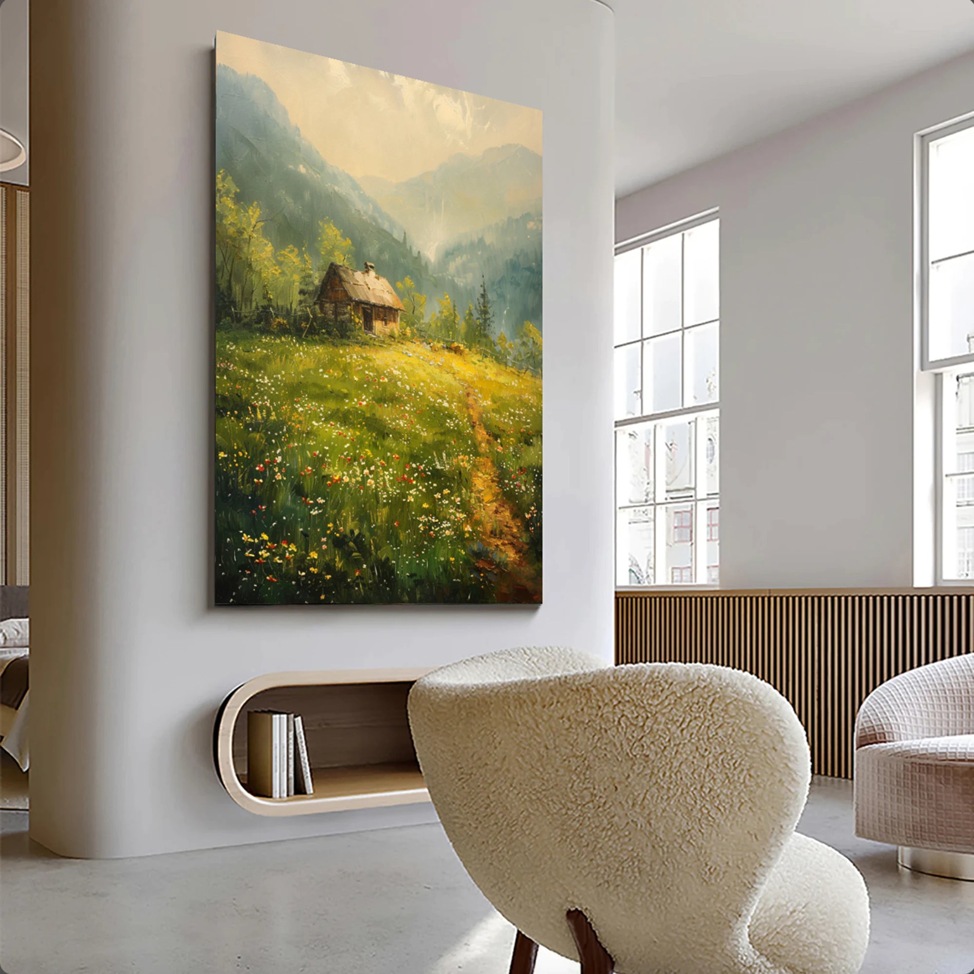 Original Mountain Cottage Oil Painting #FJ675