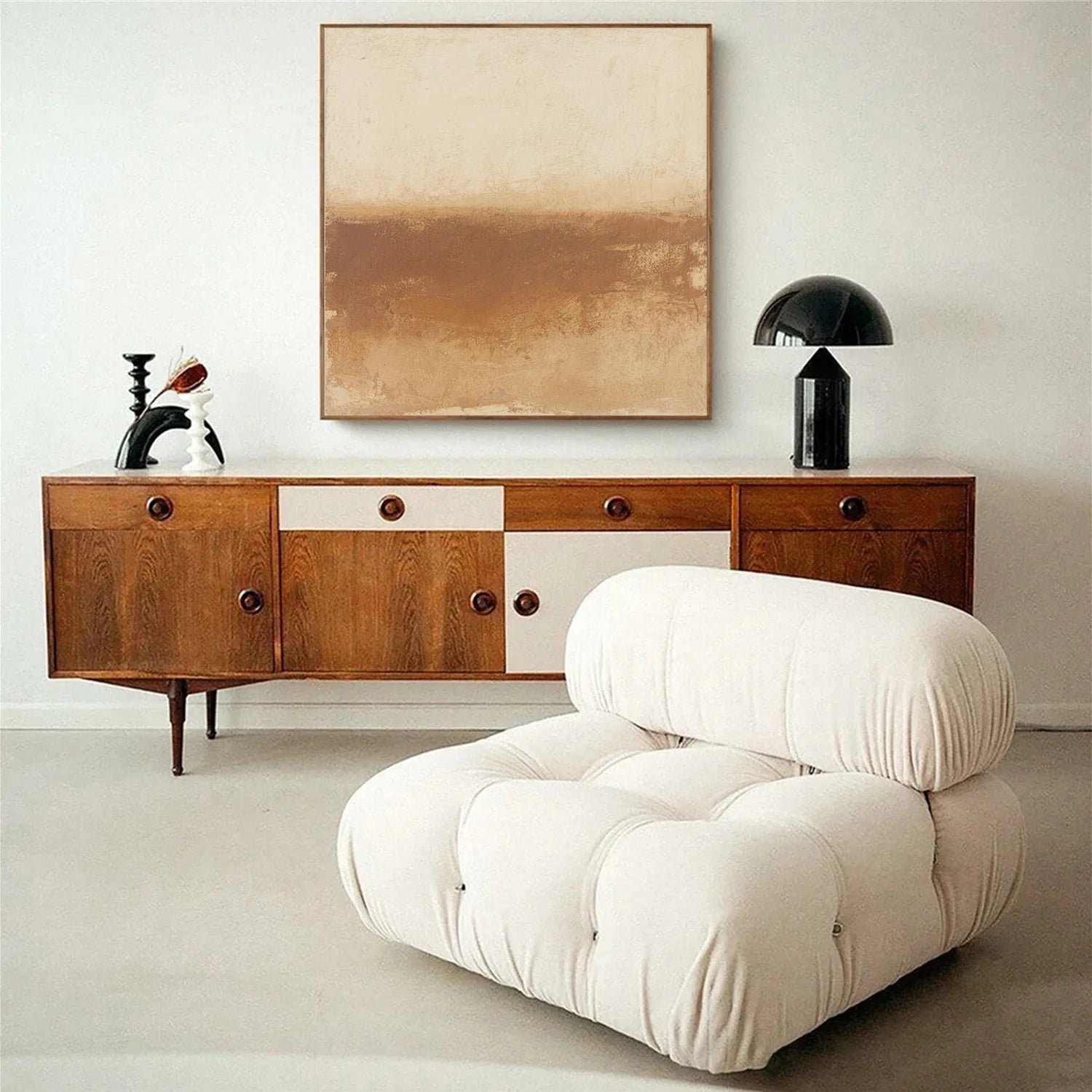 Beige and Brown Abstract_Canvas Art #WA763