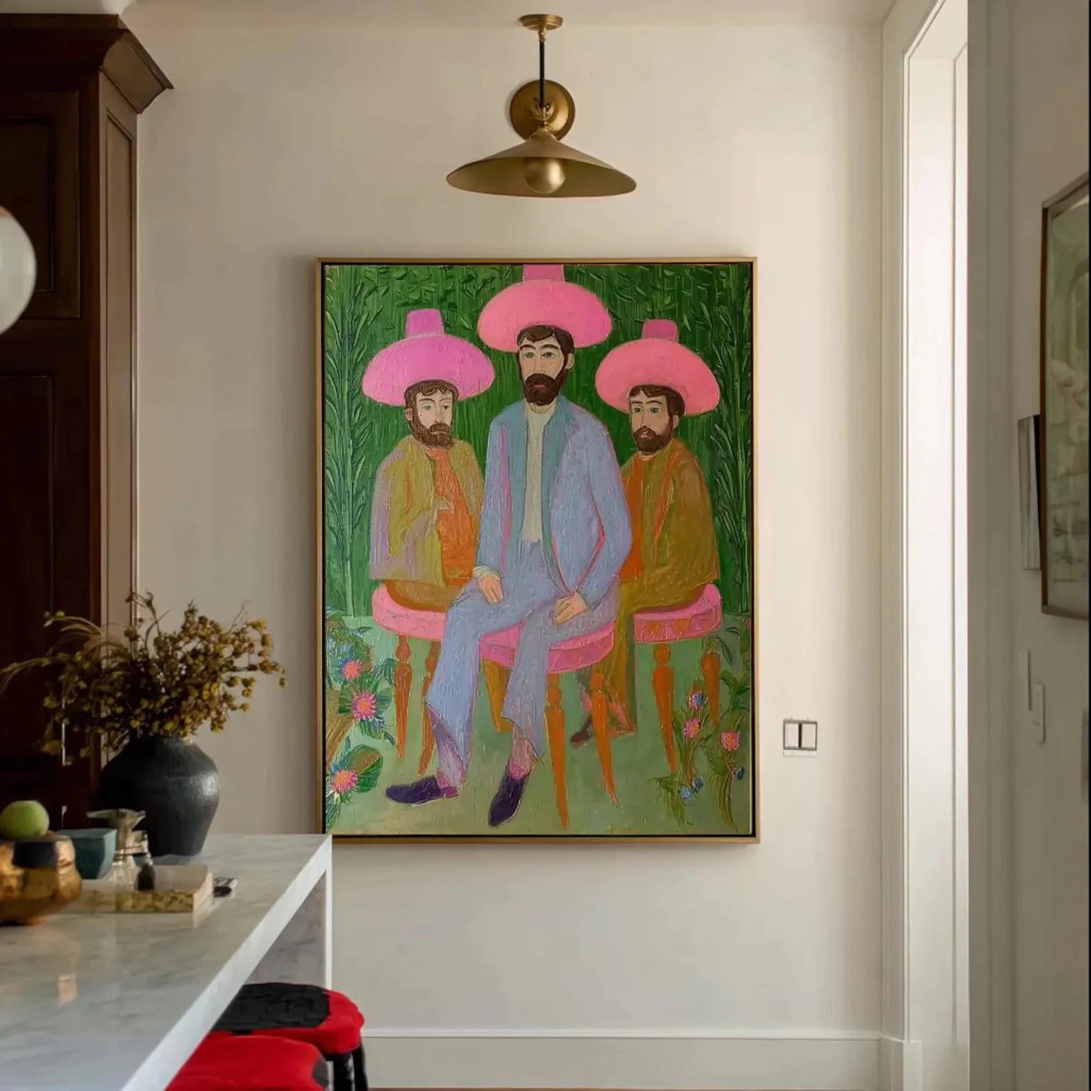 Pink Sombrero Trio Art #AB133