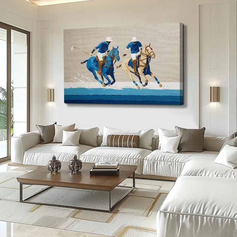 Textured Polo Player Horse Art Print #MD227