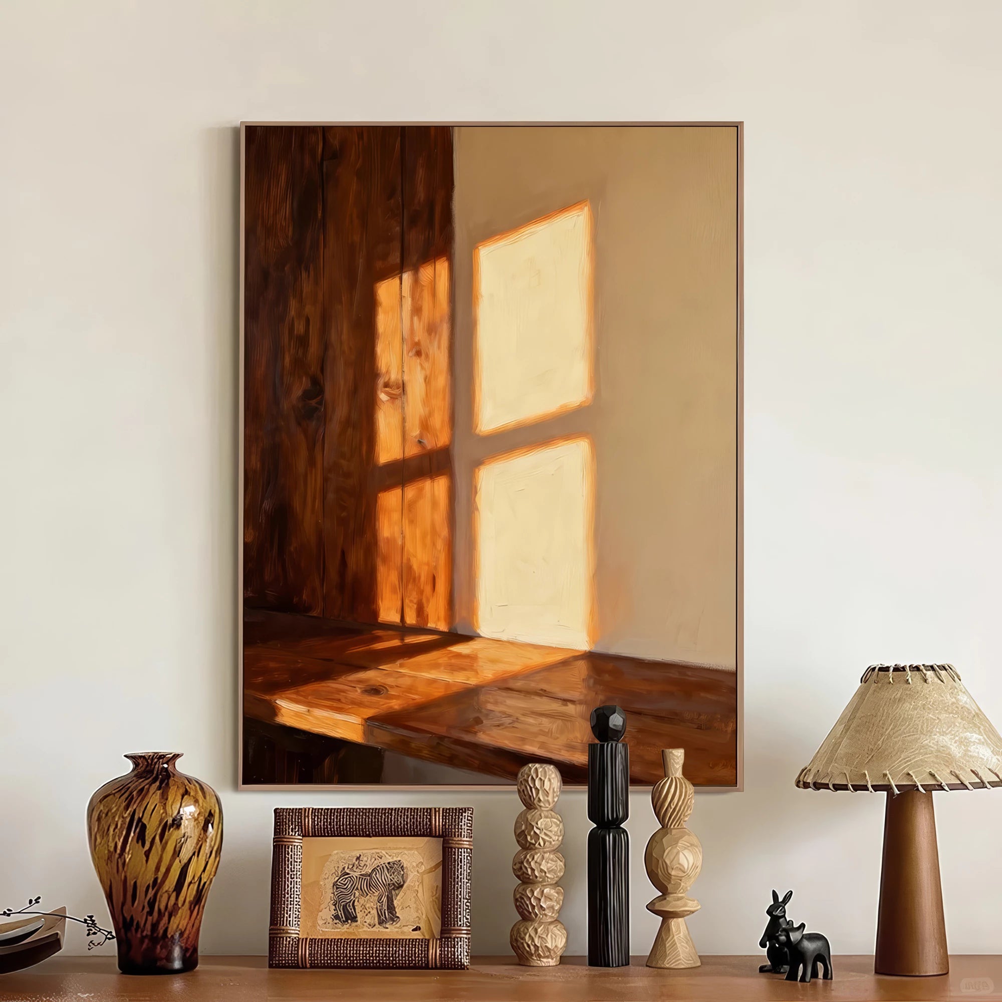 Hand-Painted Sunlight Window Shadow Oil Painting #MZ213