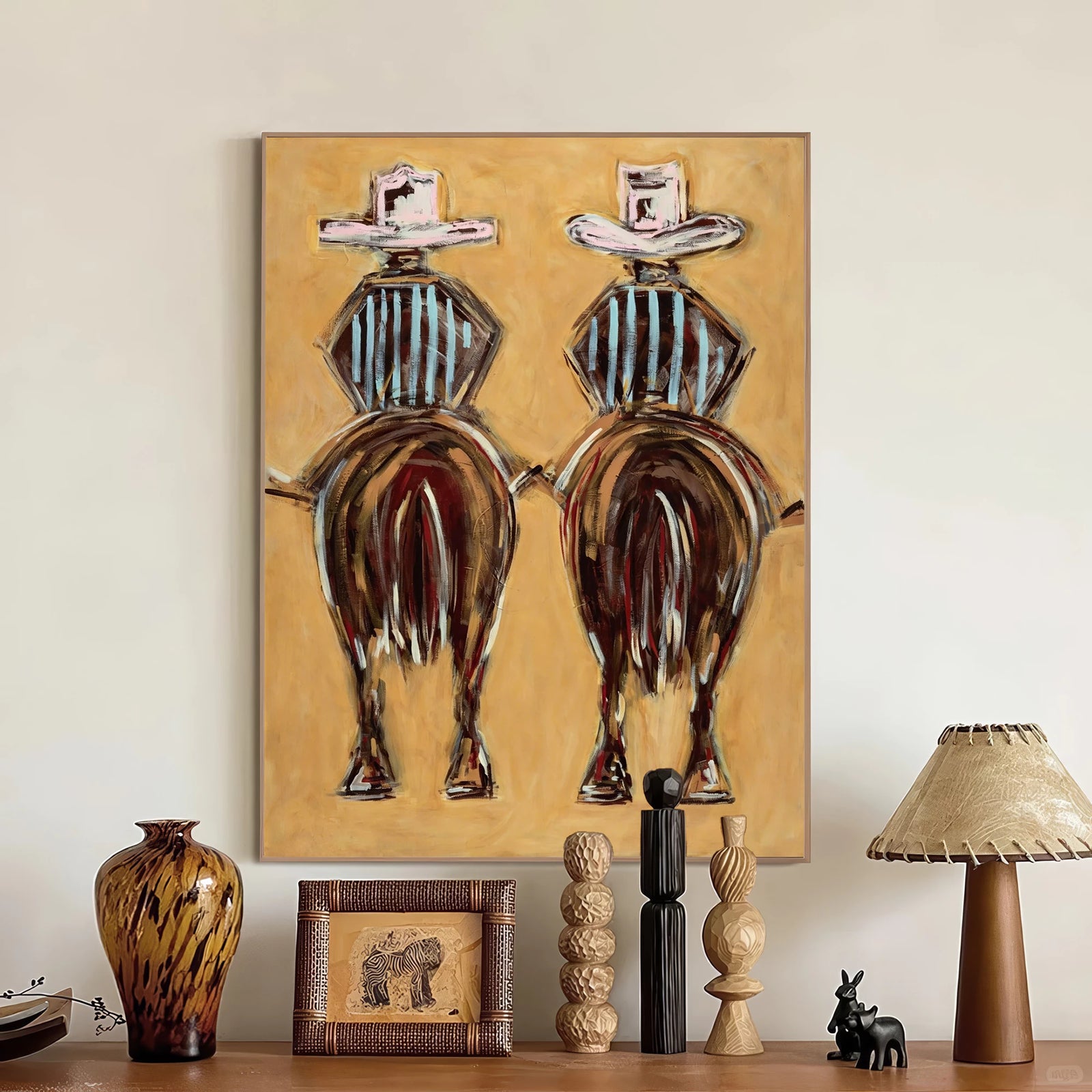 Western Dual Riders Back View Oil Painting #AB316