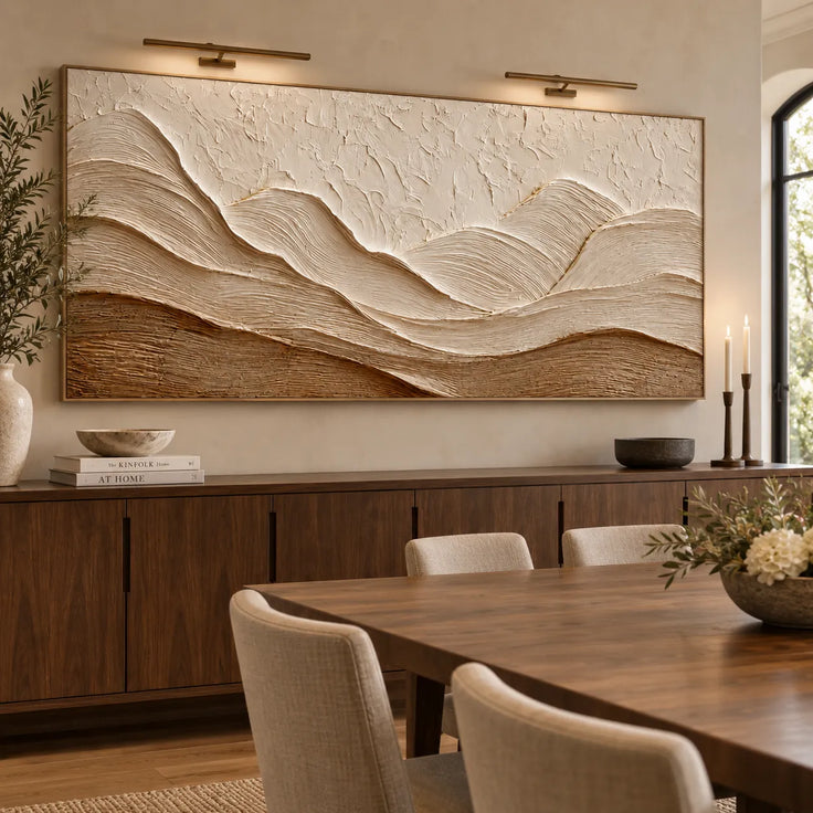Neutral Textured Mountain Wall Art, Beige Abstract Landscape Painting #NHK3SDGE