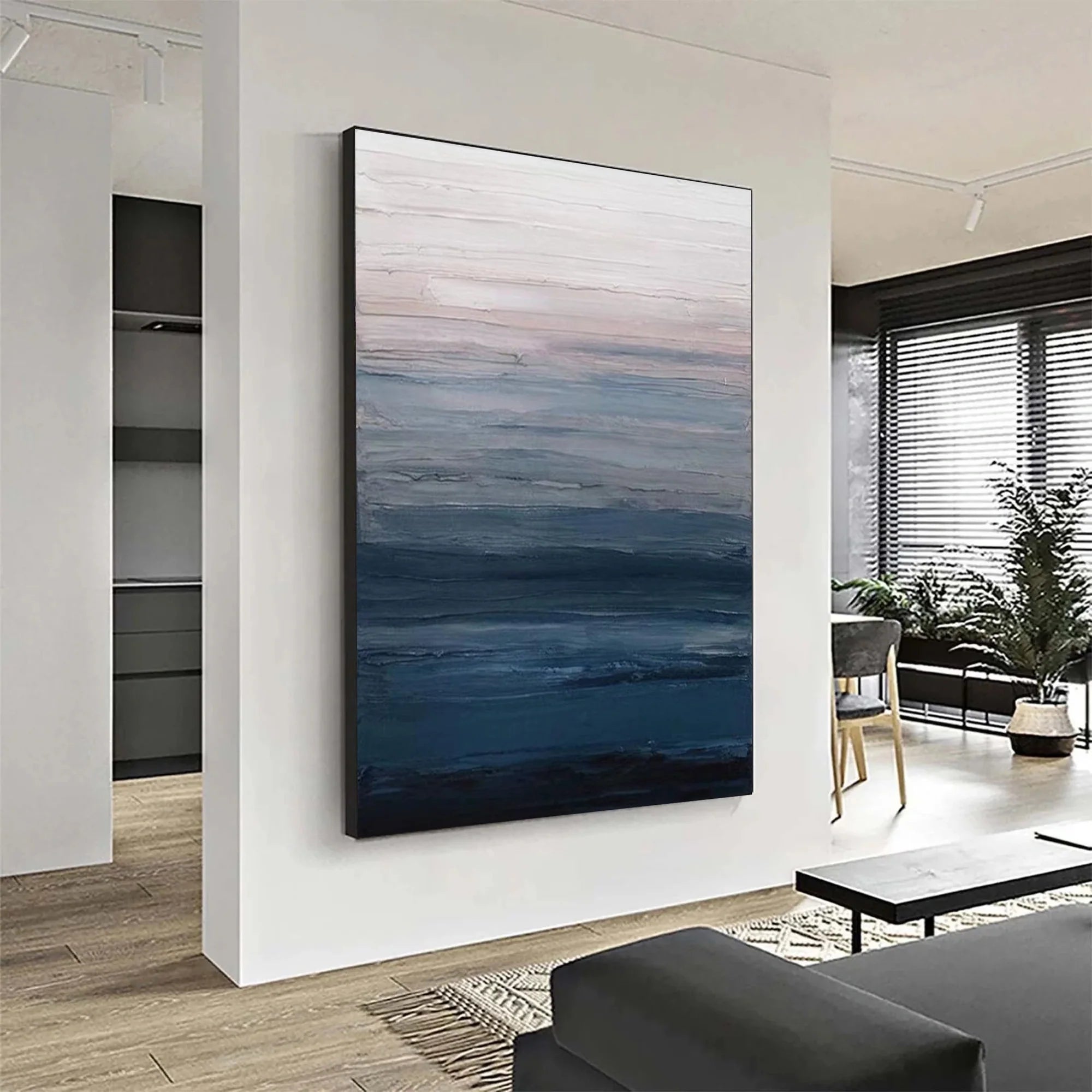 Original Blue Ocean Abstract Oil Painting #MZ354