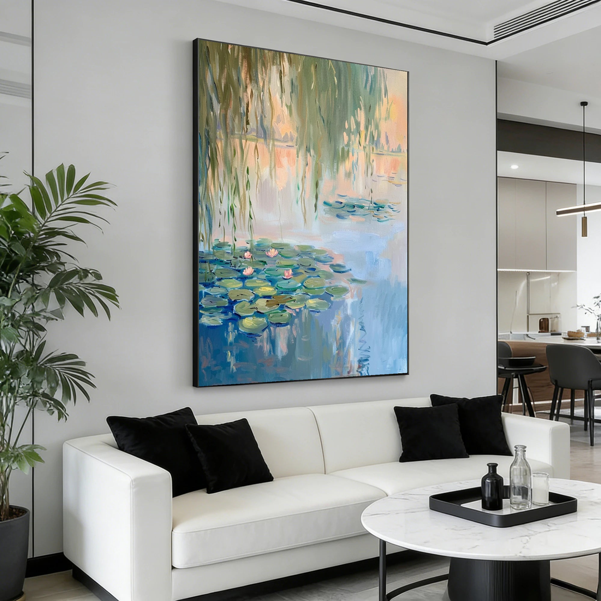 Monet-inspired Water Lilies Hand-Painted Oil Painting #FJ635