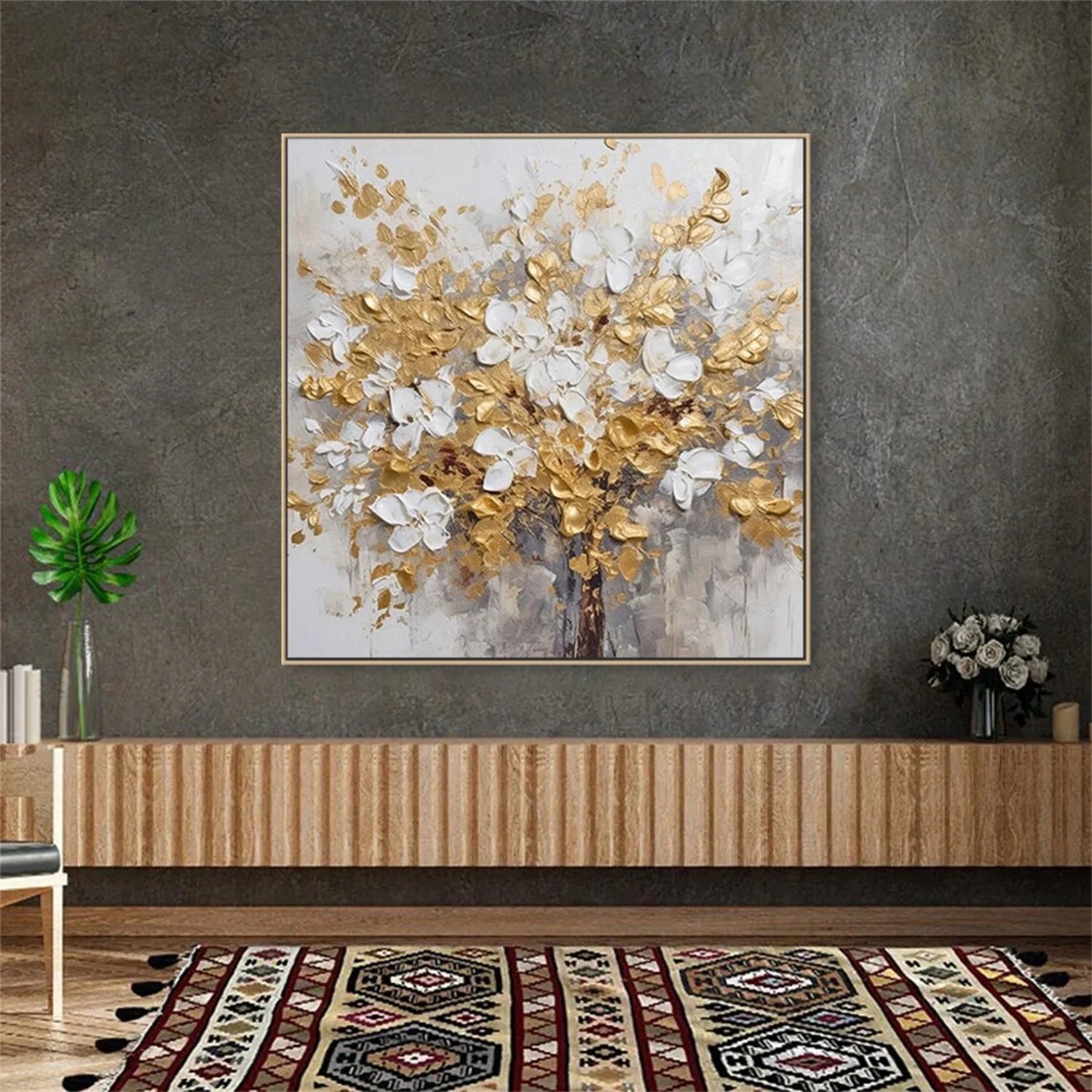Colorful Flower & Tree Abstract  Wall Art #FT046