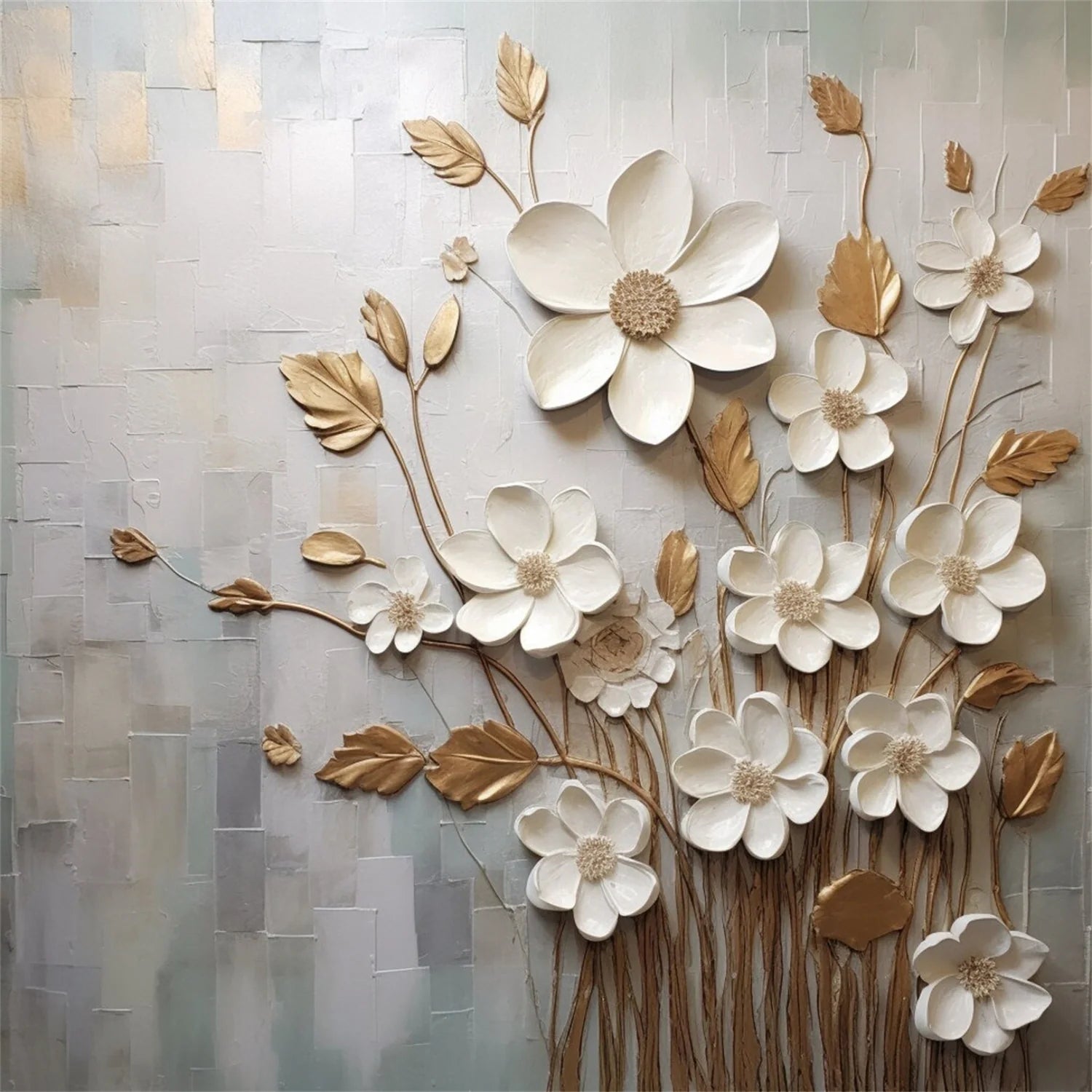 Flower & Tree Abstract Textured Wall Art #FT042