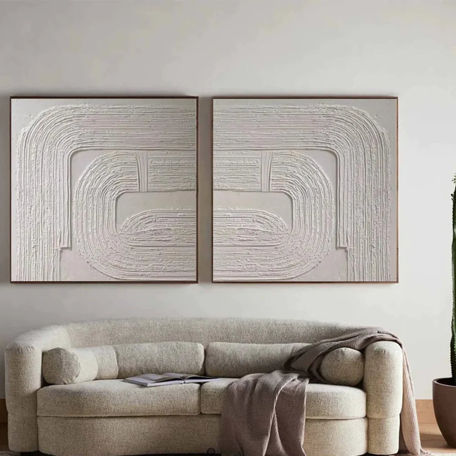 White Minimalist_Textured Canvas Art Set of 2 #MZ116