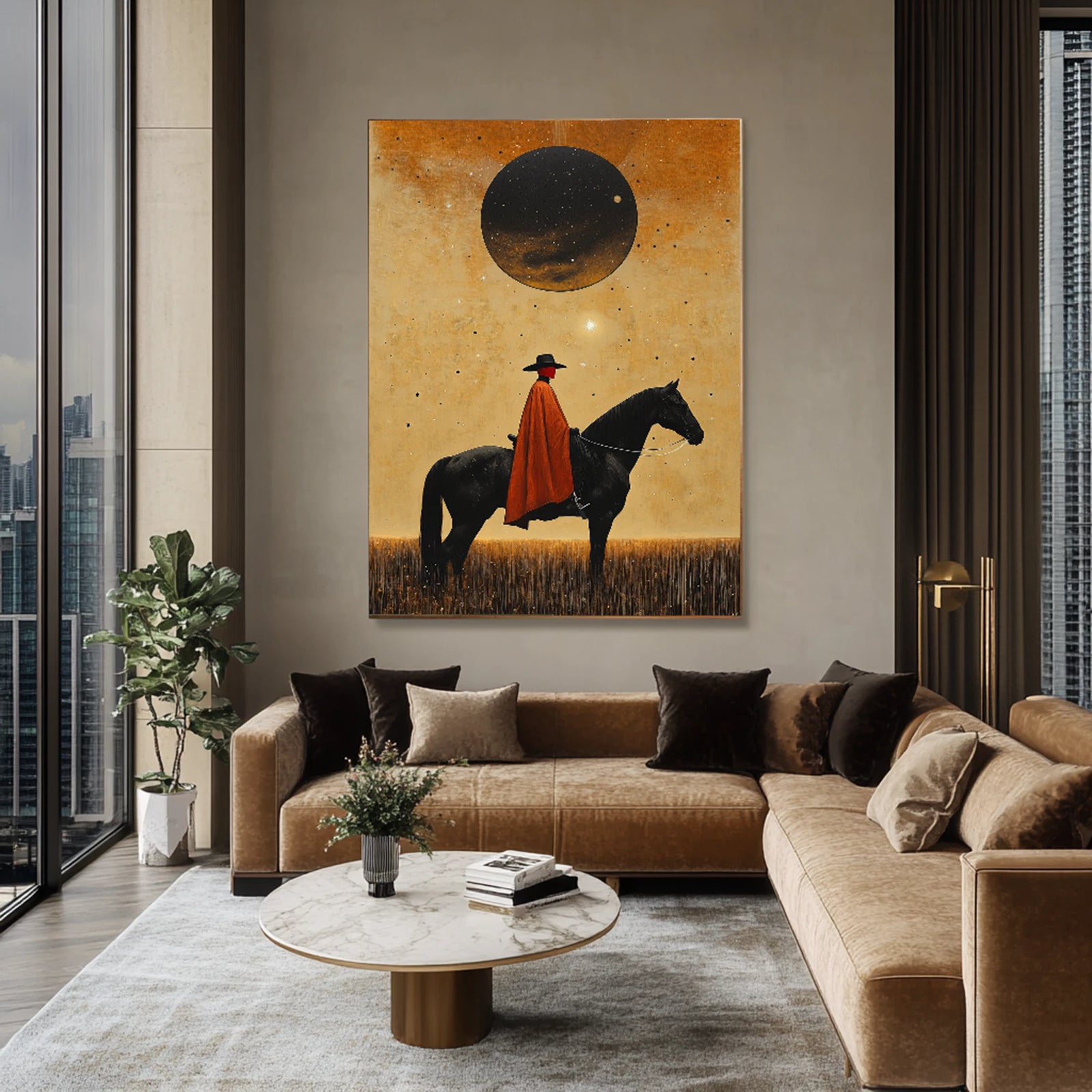 Rider Under the Moon Oil Painting #AB682