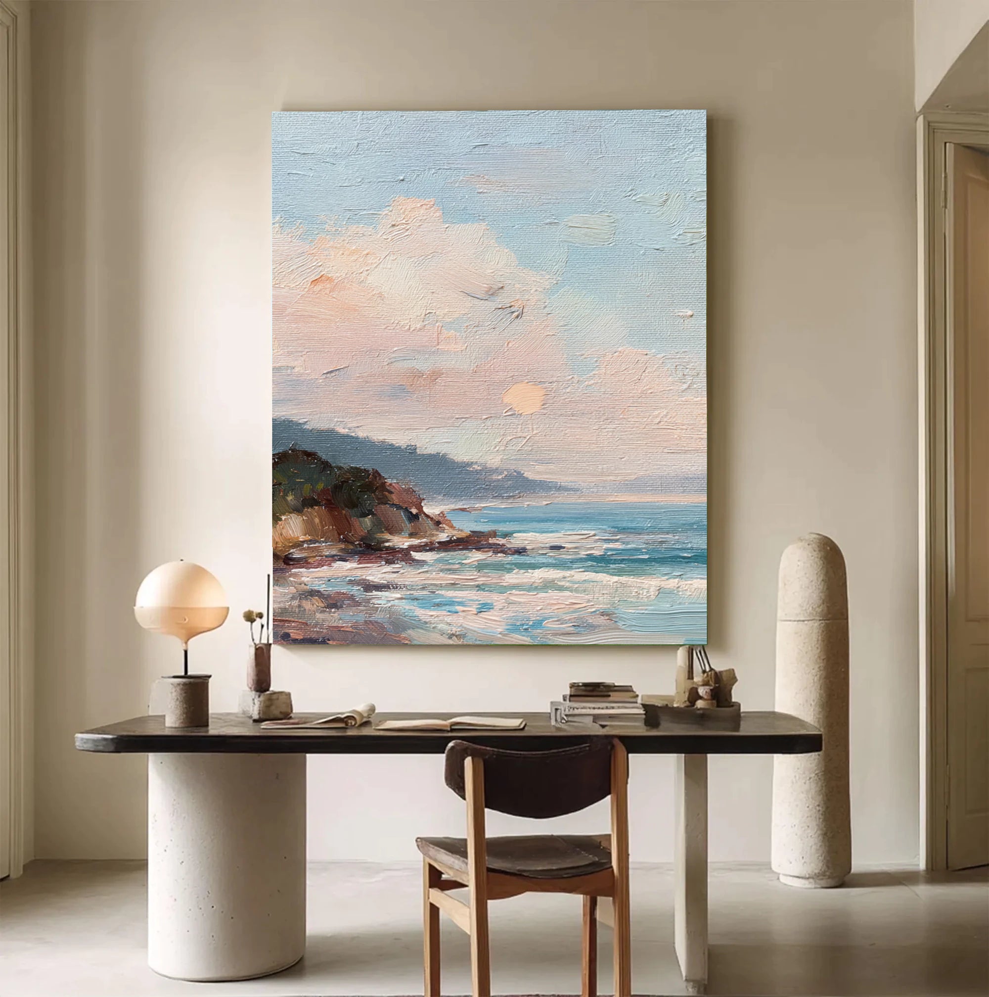 Sunset Coastal Landscape Oil Painting #SK648