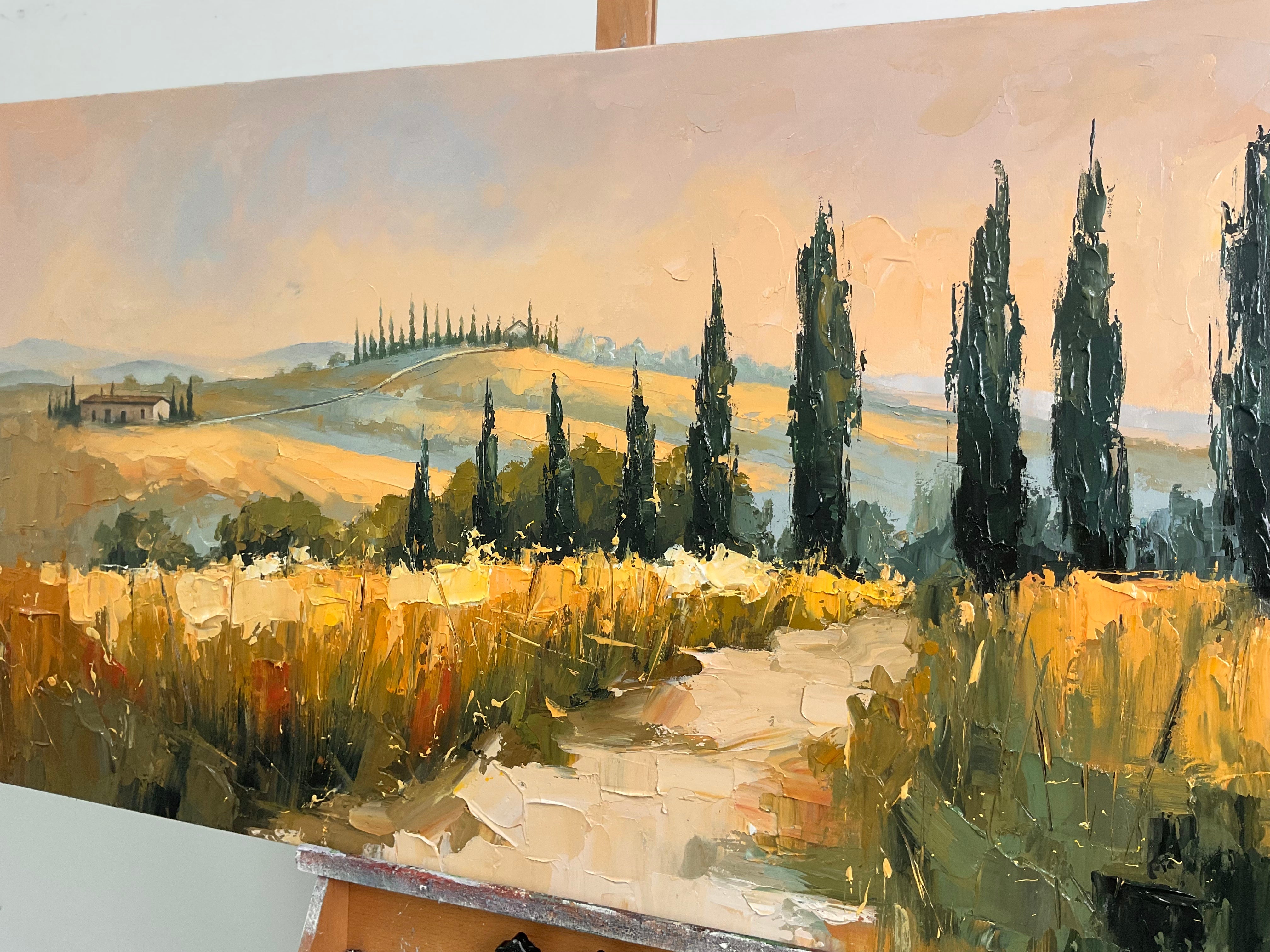 Tuscany Landscape Oil Painting, Neutral Wall Art #FT588