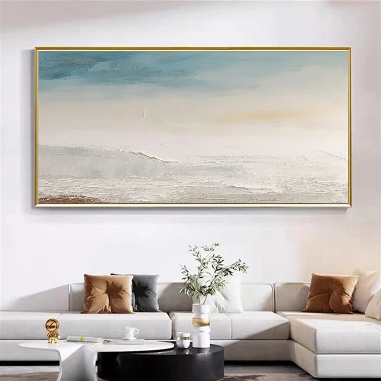 Minimalist Coastal Landscape Oil Painting #FJ206