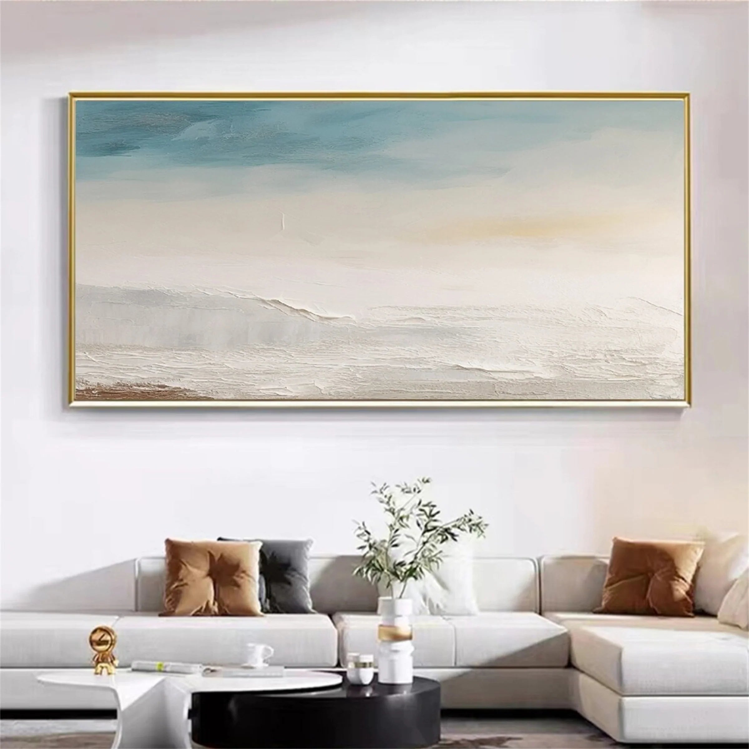 Minimalist Coastal Landscape Oil Painting #FJ206