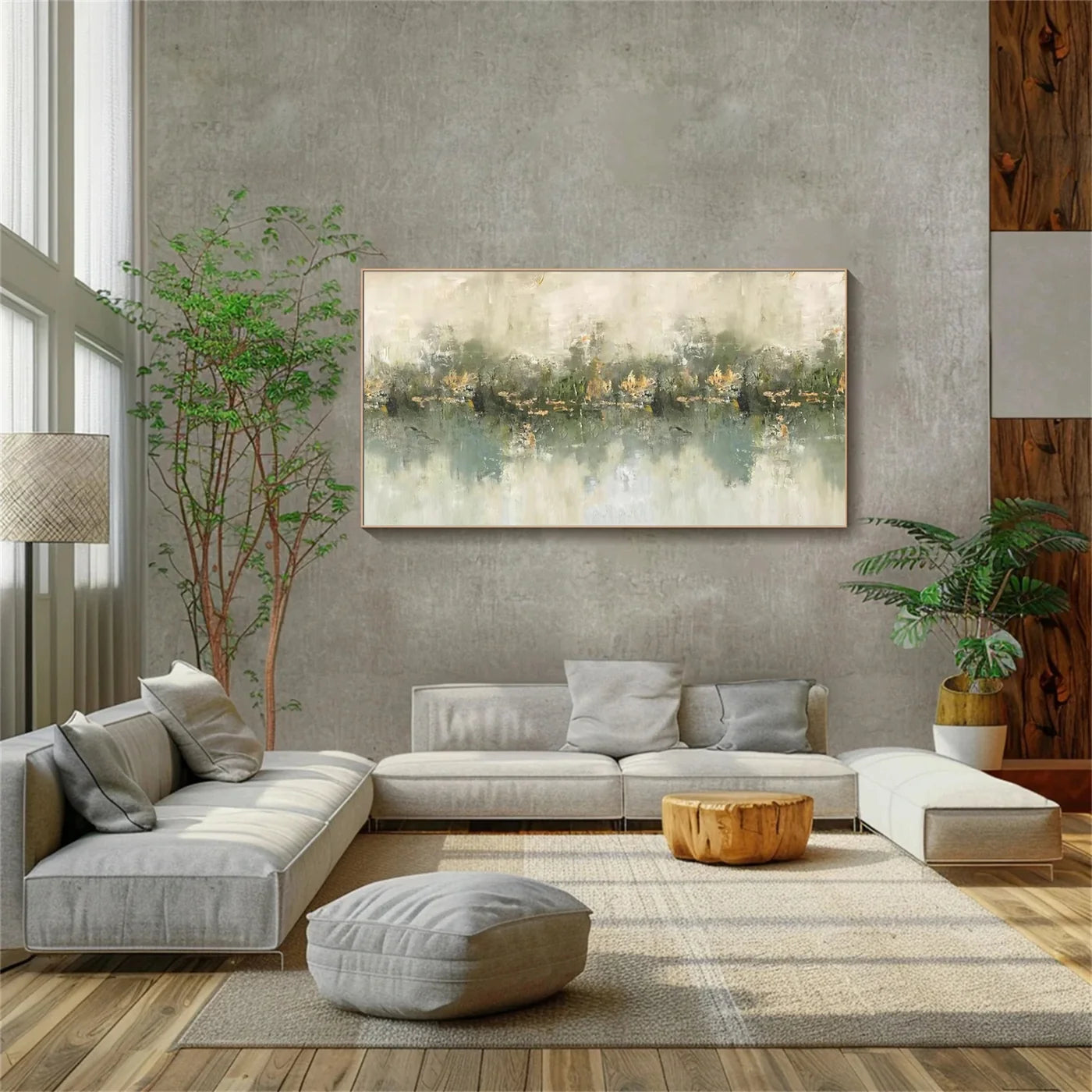 Wabi-Sabi Inspired Soft Green Landscape Oil Painting #WA111
