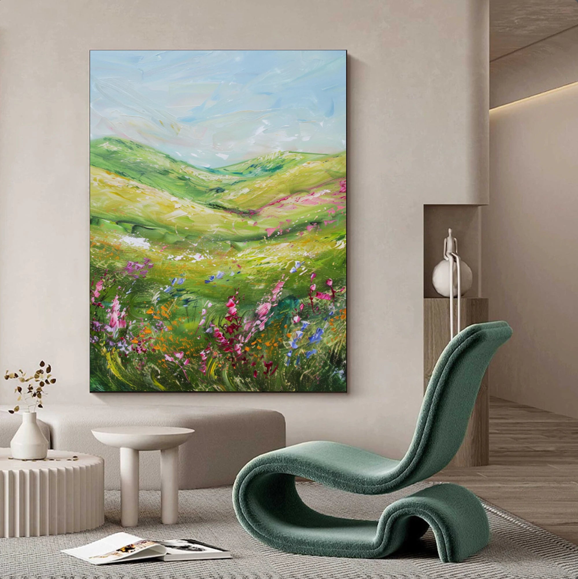 Colorful Wildflower Field Original Oil Art #FJ677