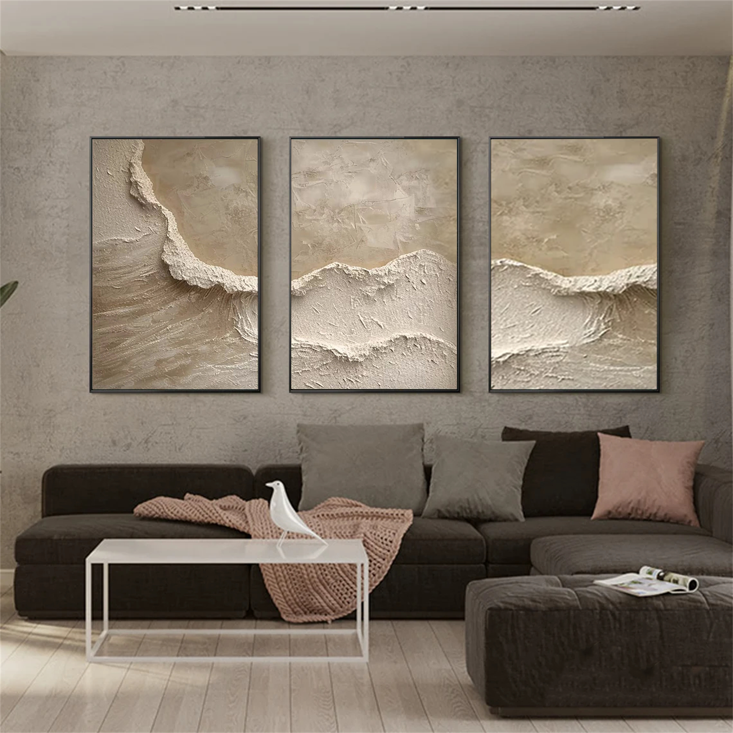 Minimalist Textured_Canvas Art Set of 3 #MD257