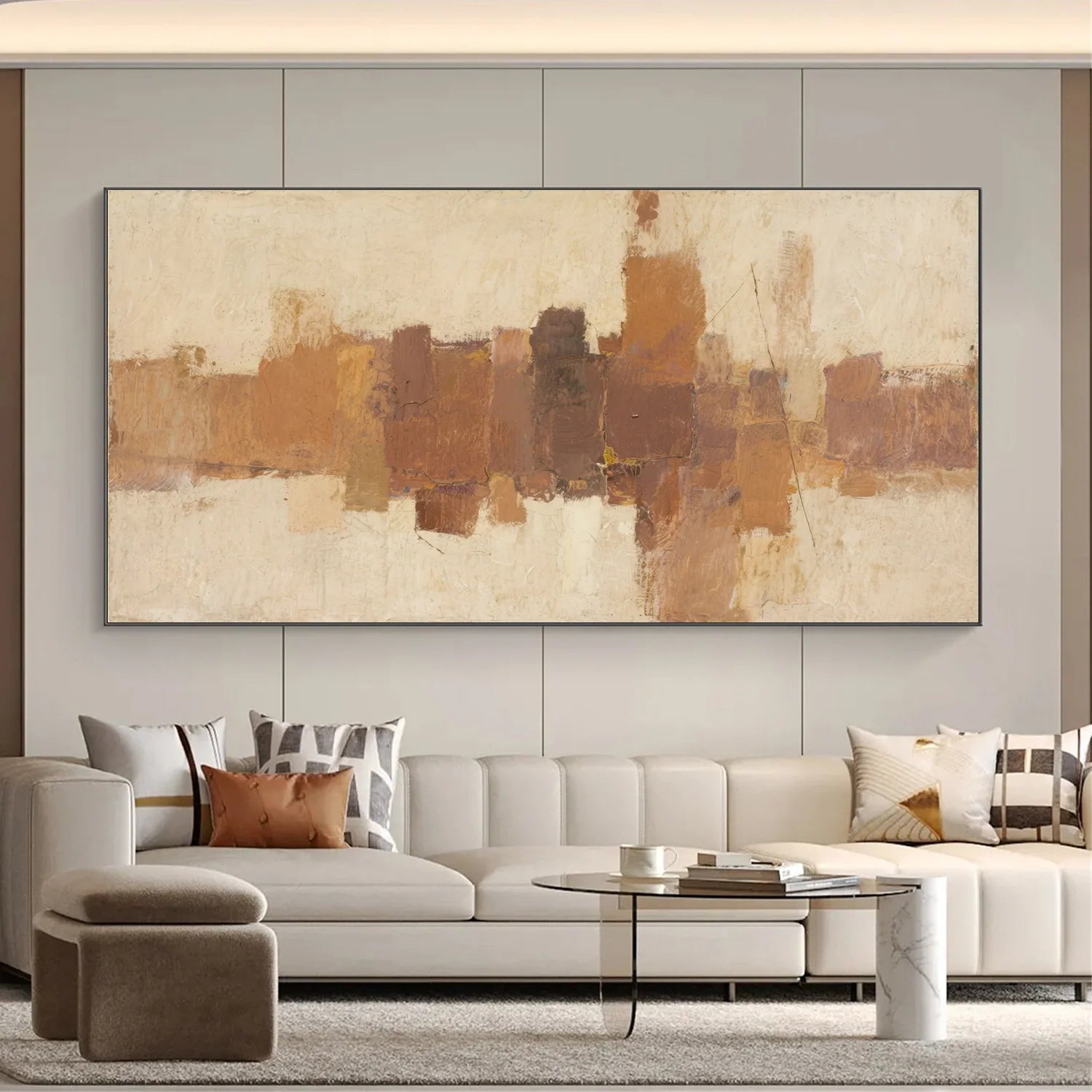 Beige and Brown Abstract_Canvas Art #WA760
