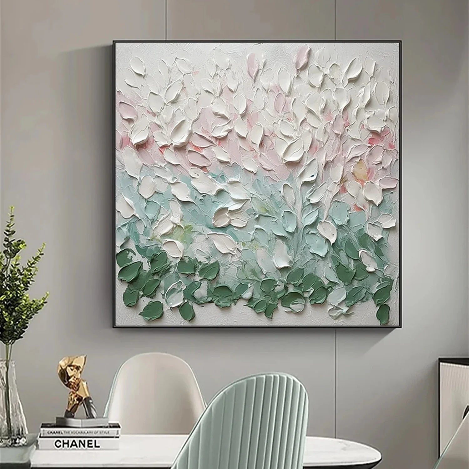 Colorful Flower & Tree Abstract Textured Wall Art #FT058