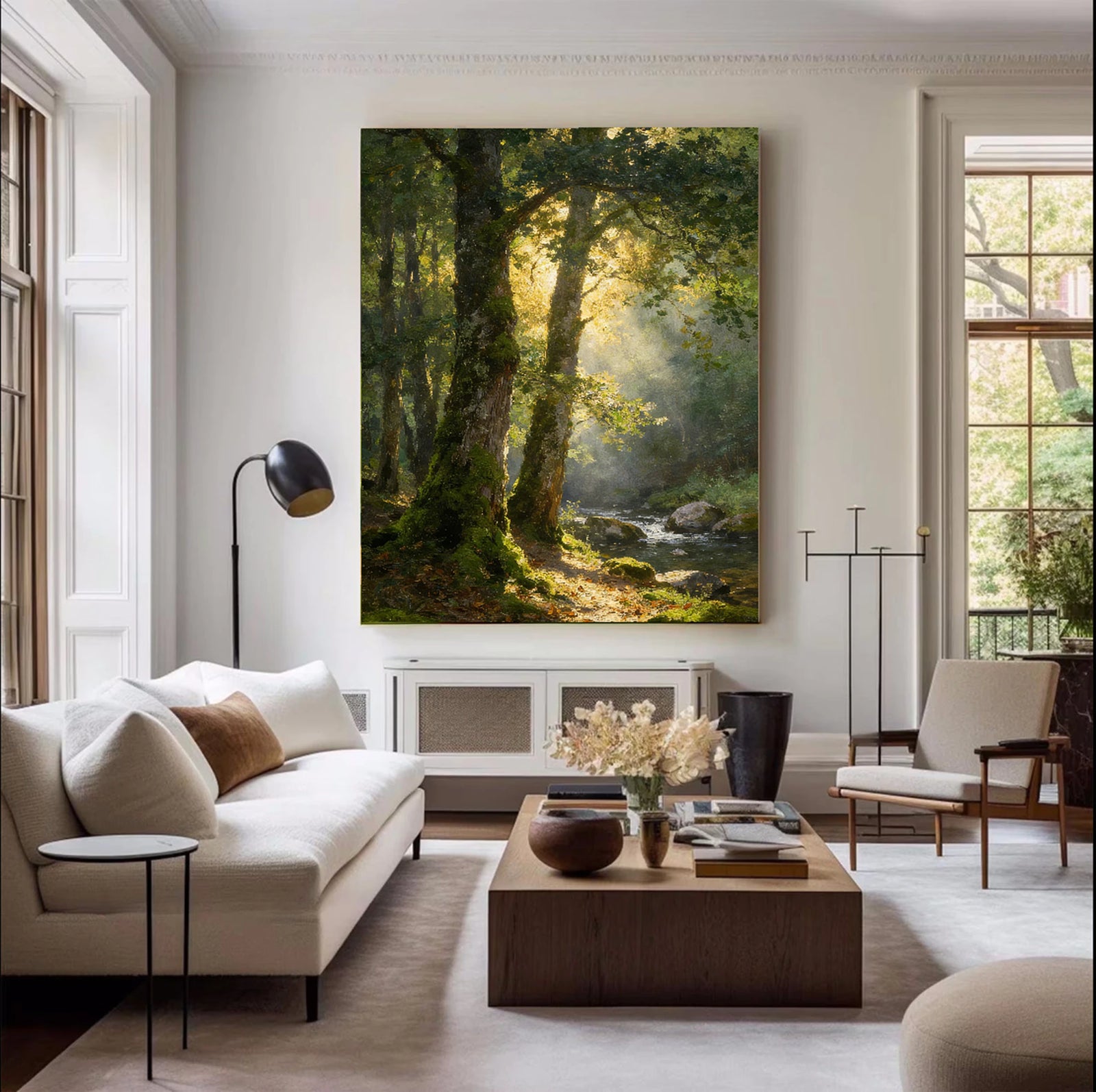 Hand-Painted Forest Sunlight Oil Painting #FJ596