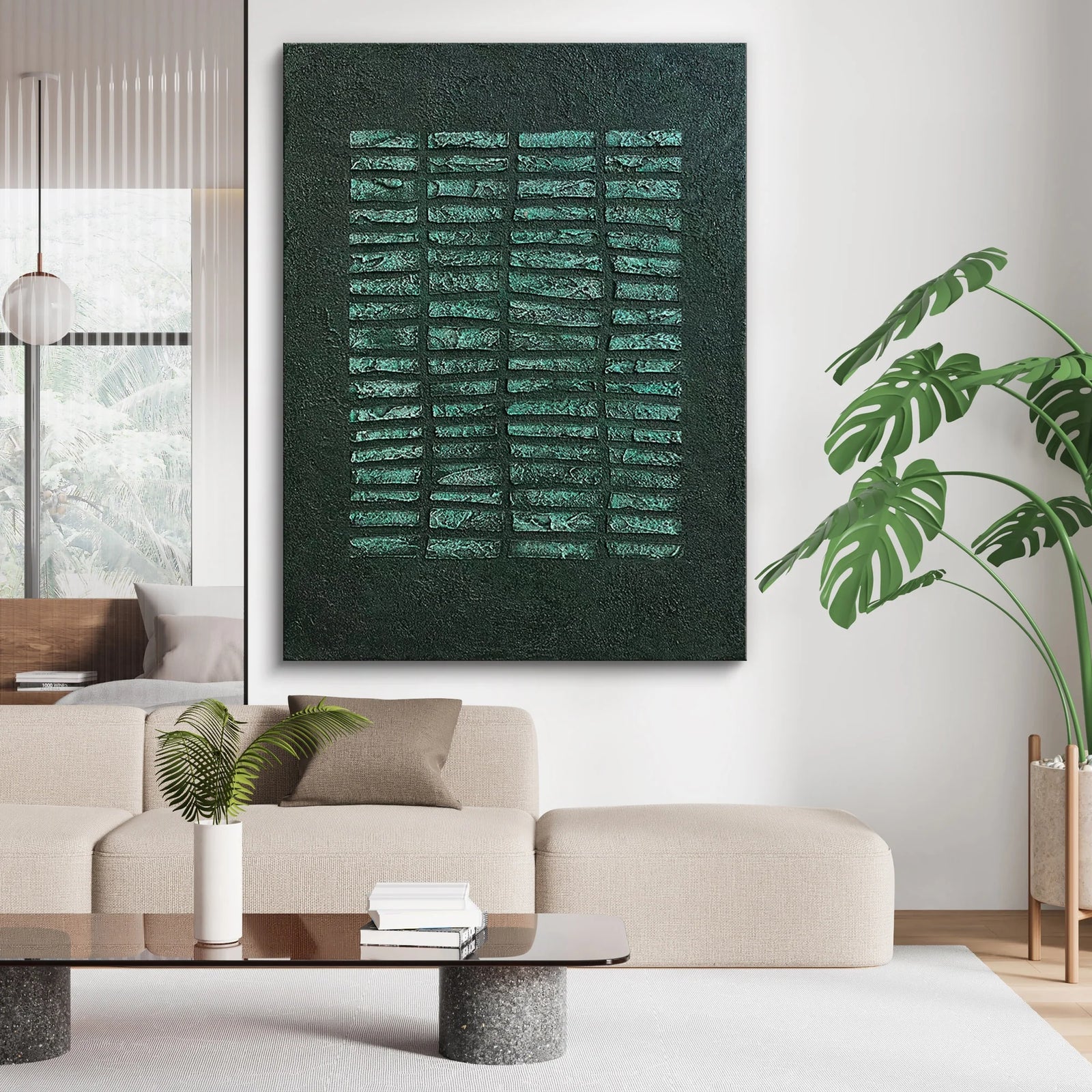 Deep Green 3D Textured Abstract Wall Art #MD145