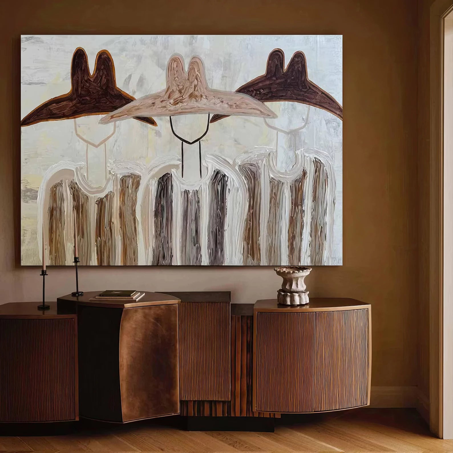 Wabi Sabi Three Cowboy Hats Art #CB11