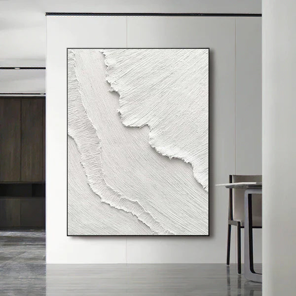 White 3D Textured Abstract Oil Painting #MD151