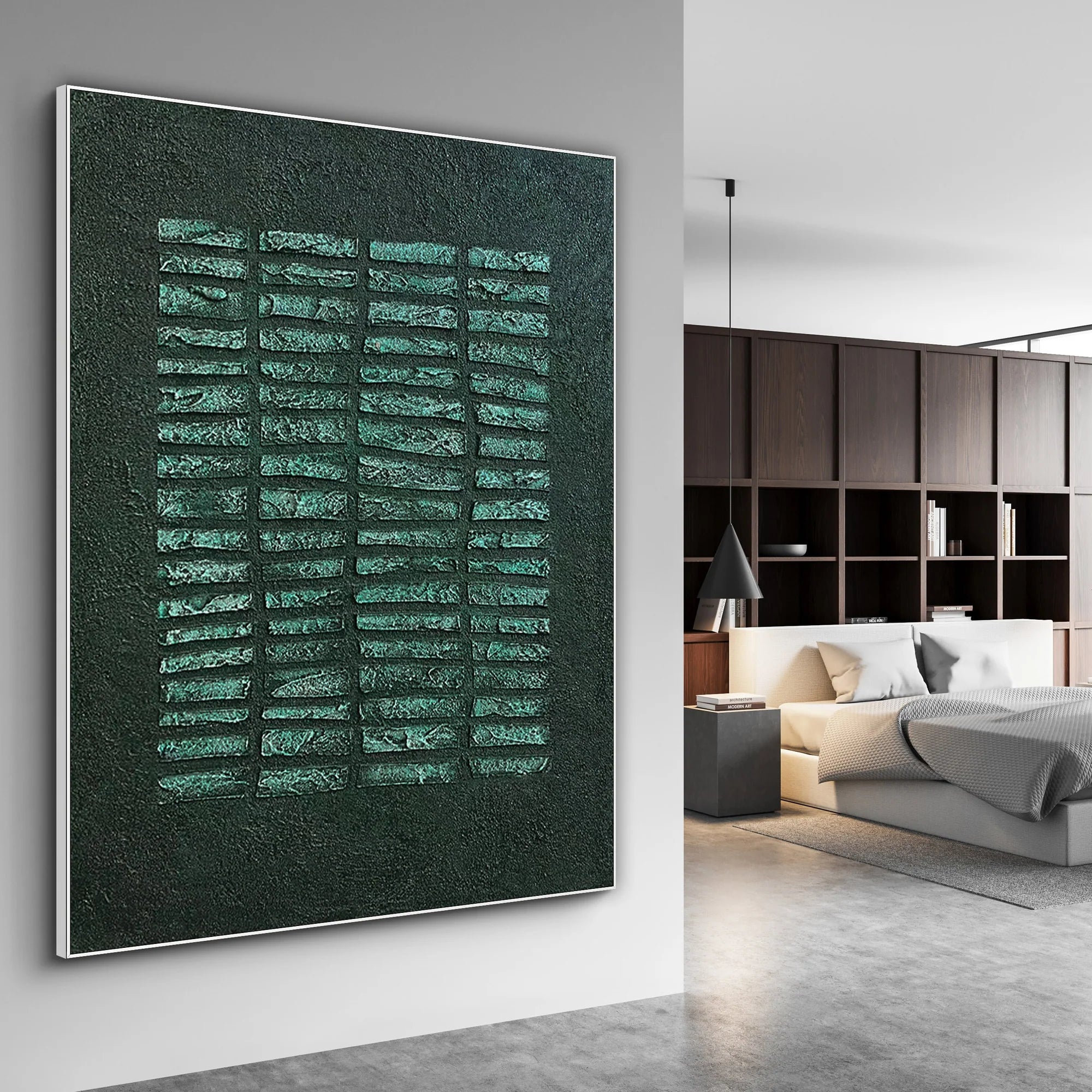 Deep Green 3D Textured Abstract Wall Art #MD145