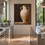 Brown Cream Hand-Painted Vessel Painting, Two Loop Handles #YI5DCJV9