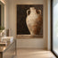 Brown Cream Hand-Painted Vessel Painting, Two Loop Handles #YI5DCJV9