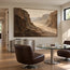 Brown Hand-Painted Canyon Painting, Pale Winding Valley #6XQTFI81